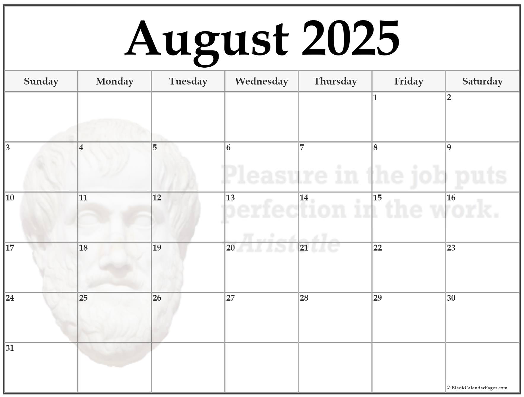 24+ August 2025 quote calendars