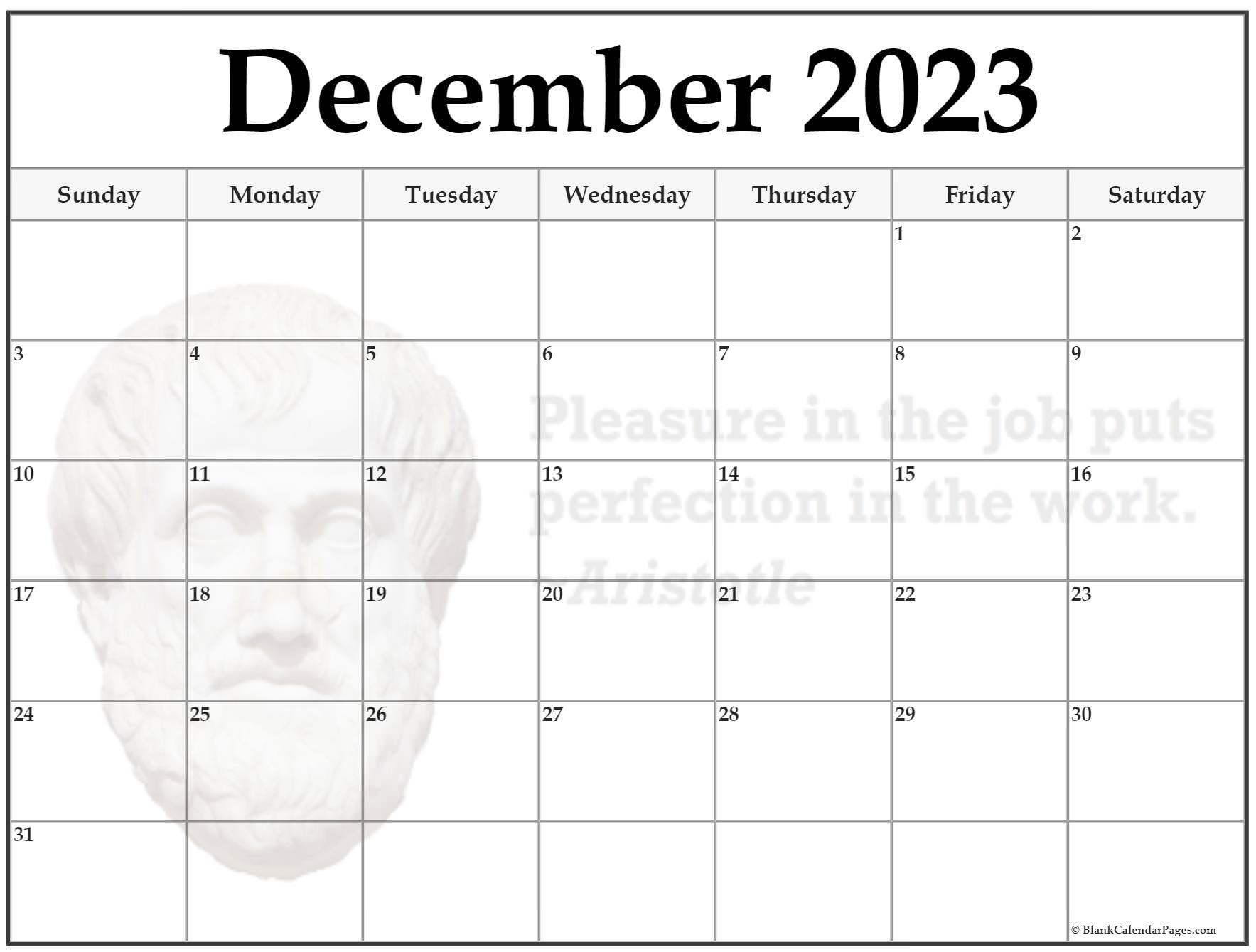 December 2023 Calendar Printable Free Wiki