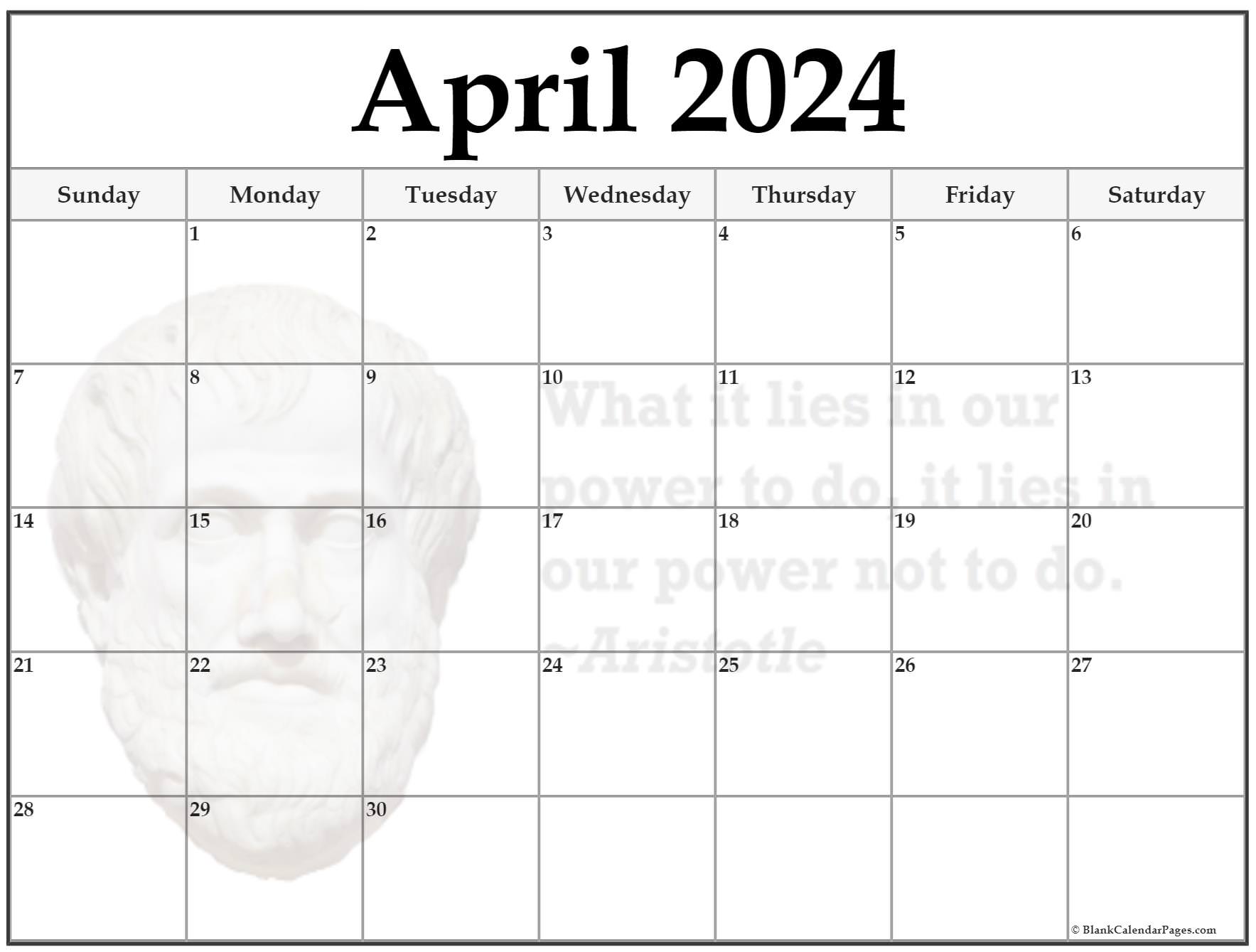 24+ April 2024 quote calendars