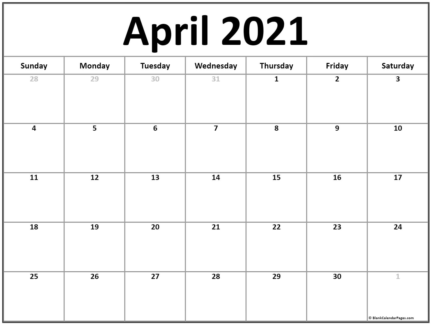 Featured image of post April 2021 Calendar Printable With Holidays : Our calendars are available in microsoft word (.docx), pdf or png formats which can easy to download, customize, and print.