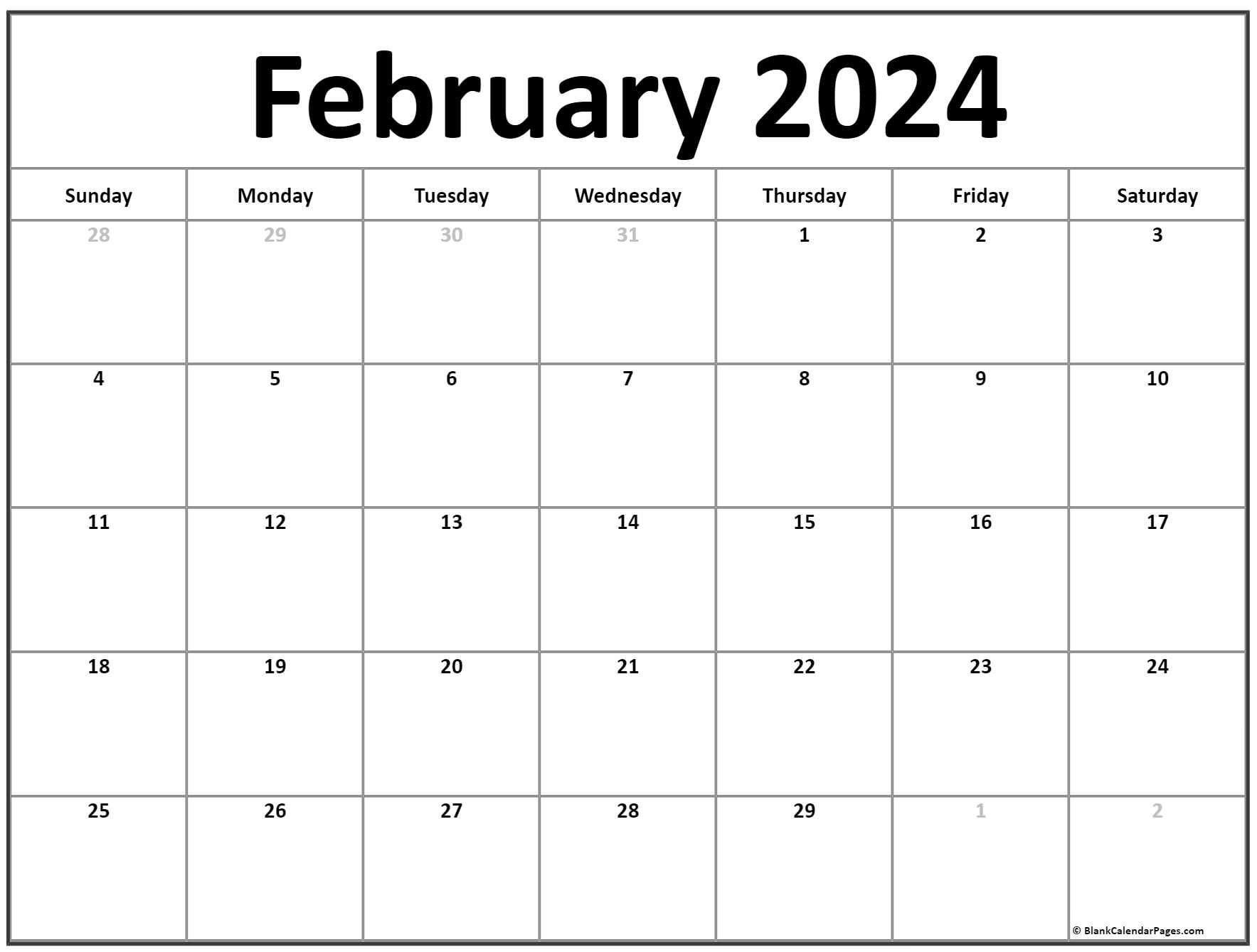 February 2024 Calendar Free Printable Calendars