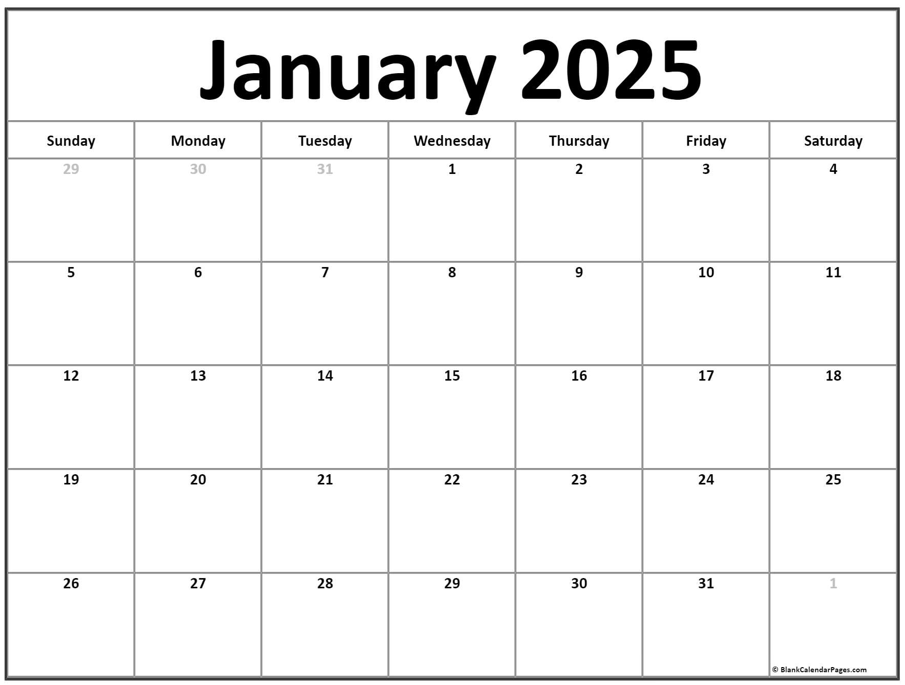 January 2020 Calendar