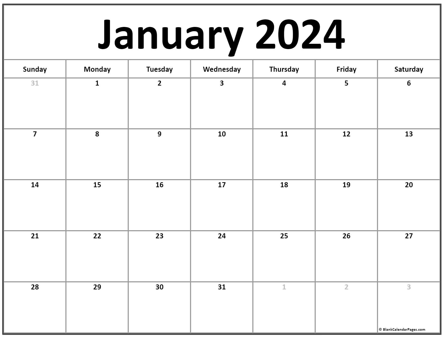 January 2024 Month Calendar Gambaran