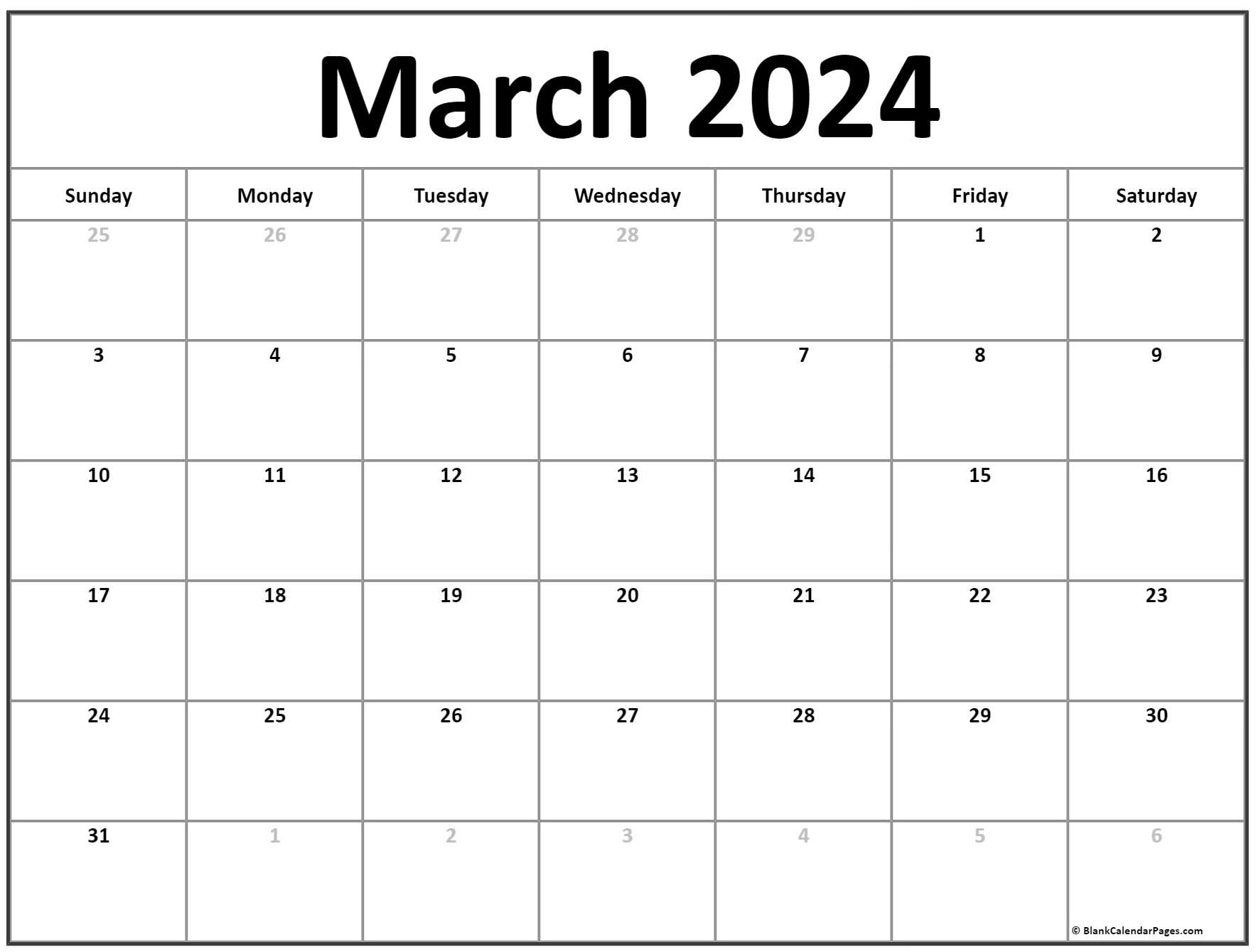 March 2024 Calendar Free Printable Calendars
