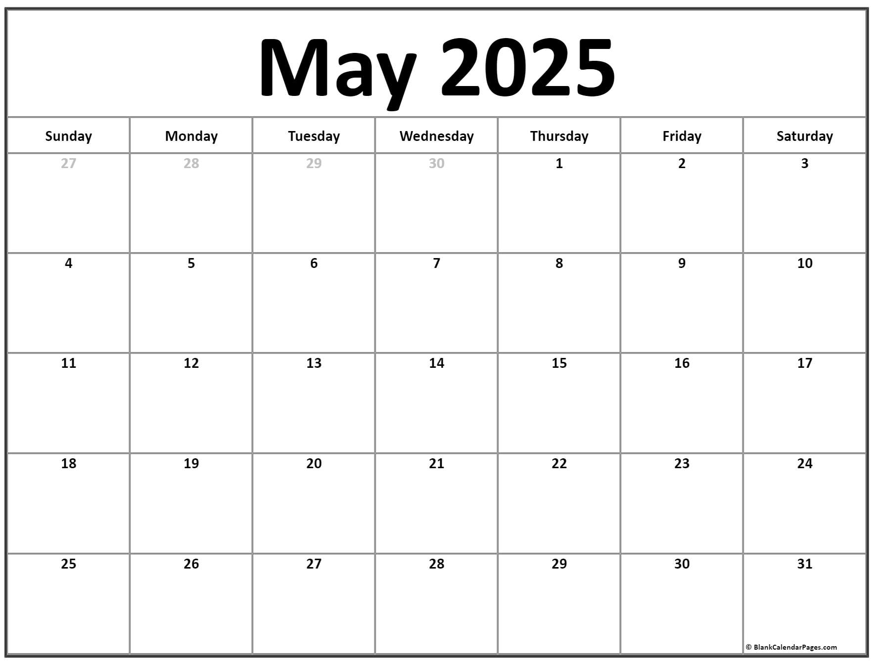 May 2025 Calendar Blank Pages Sille J Thorsen May 2025 Calendar Blank Pages Sille J Thorsen