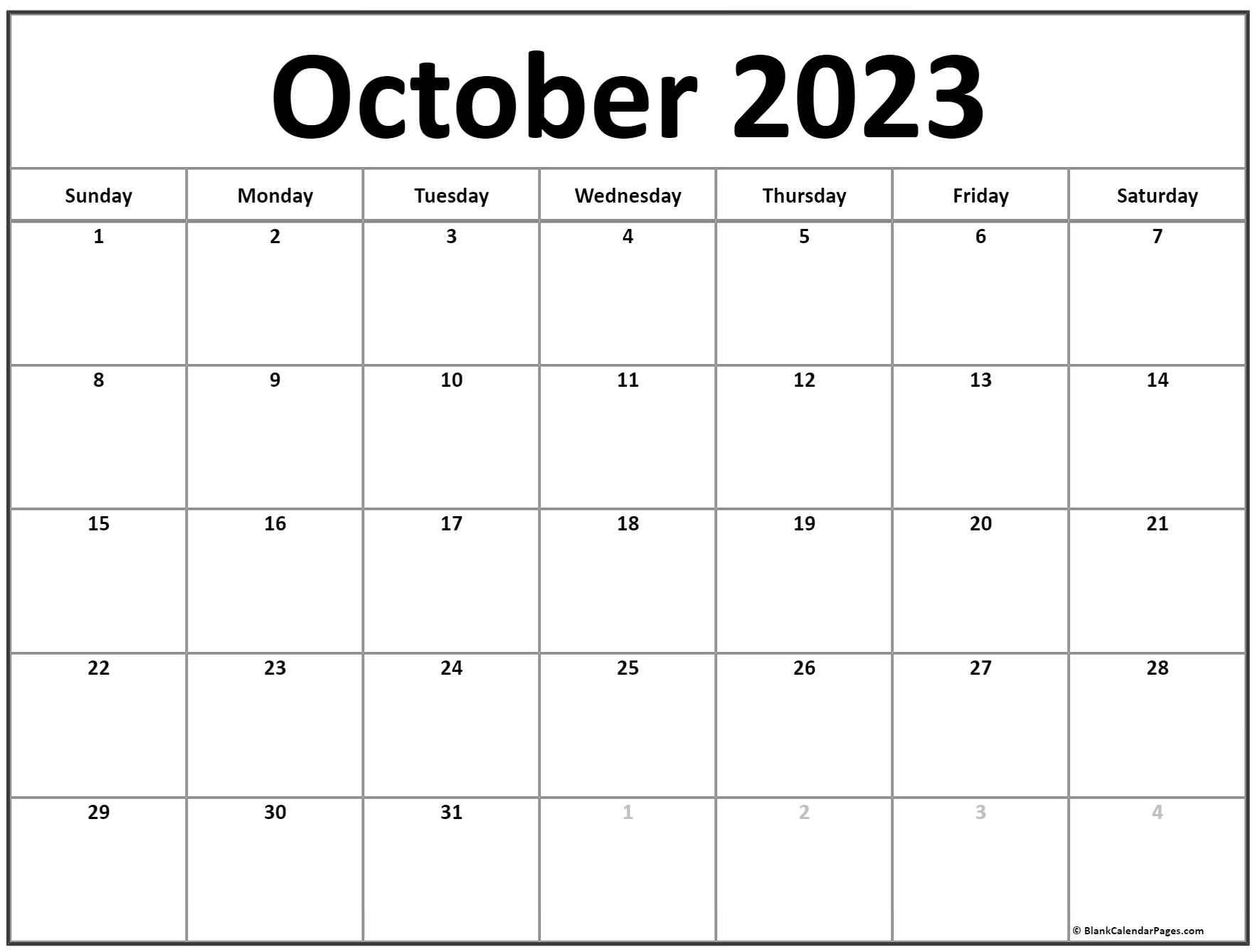 October 2023 calendar