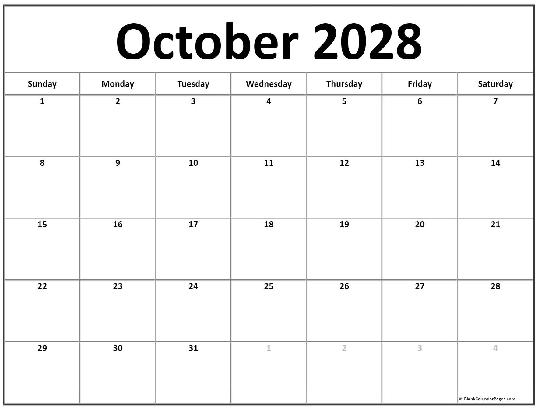 2028 calendar center page numbers.