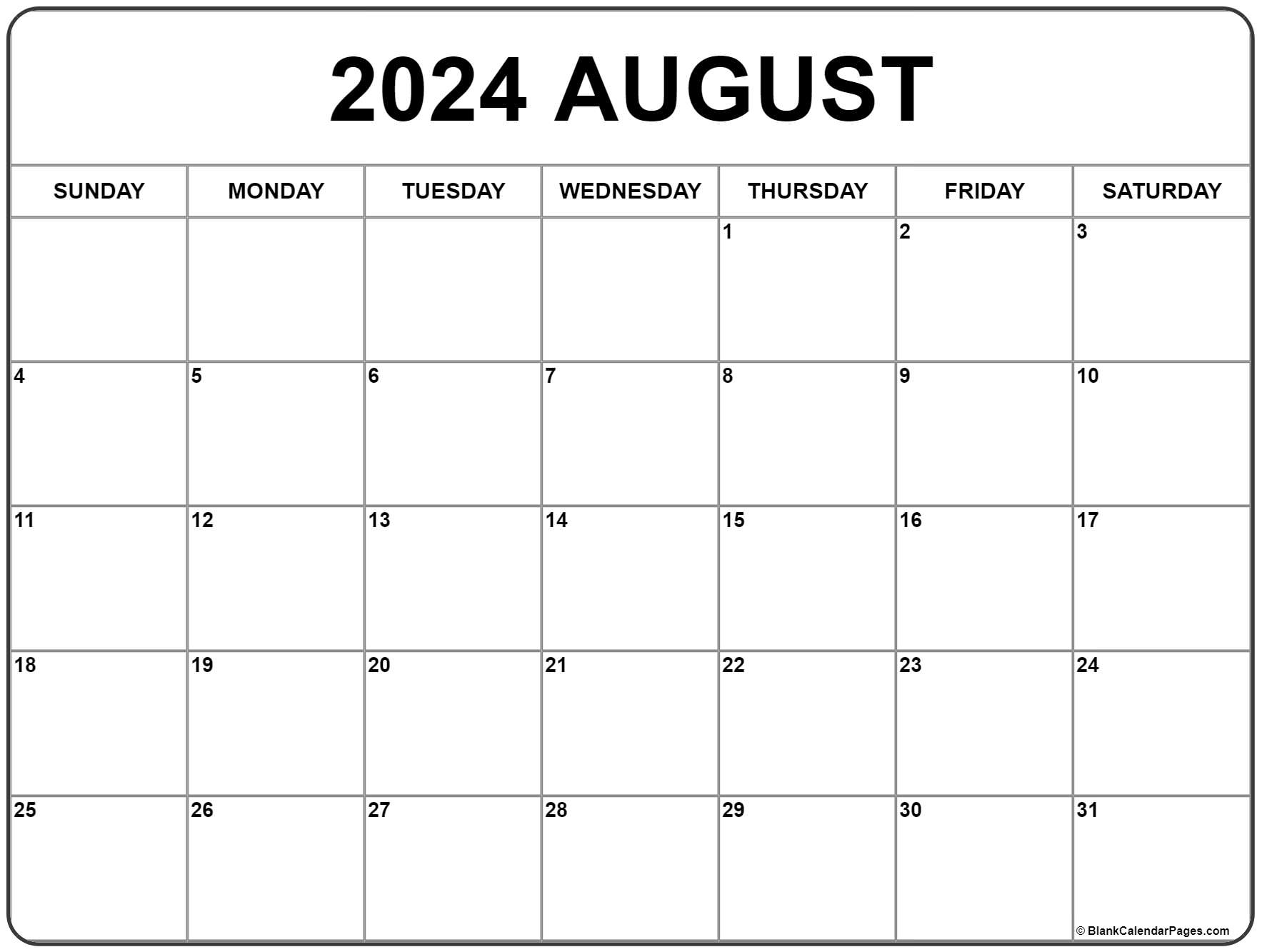 Blank Calendar August 2021 Printable August 2021 calendar | free printable monthly calendars