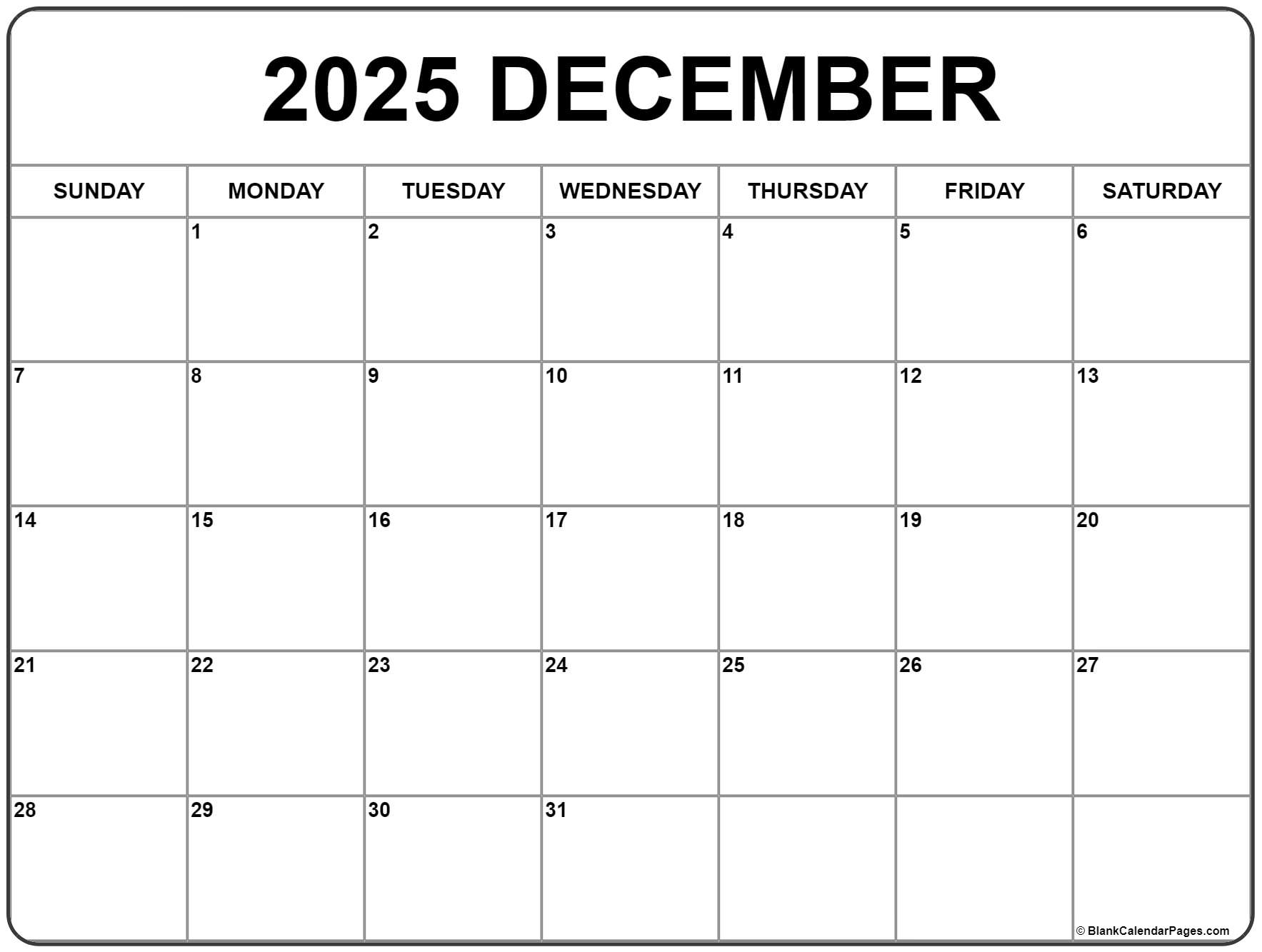 December 2020 Calendar