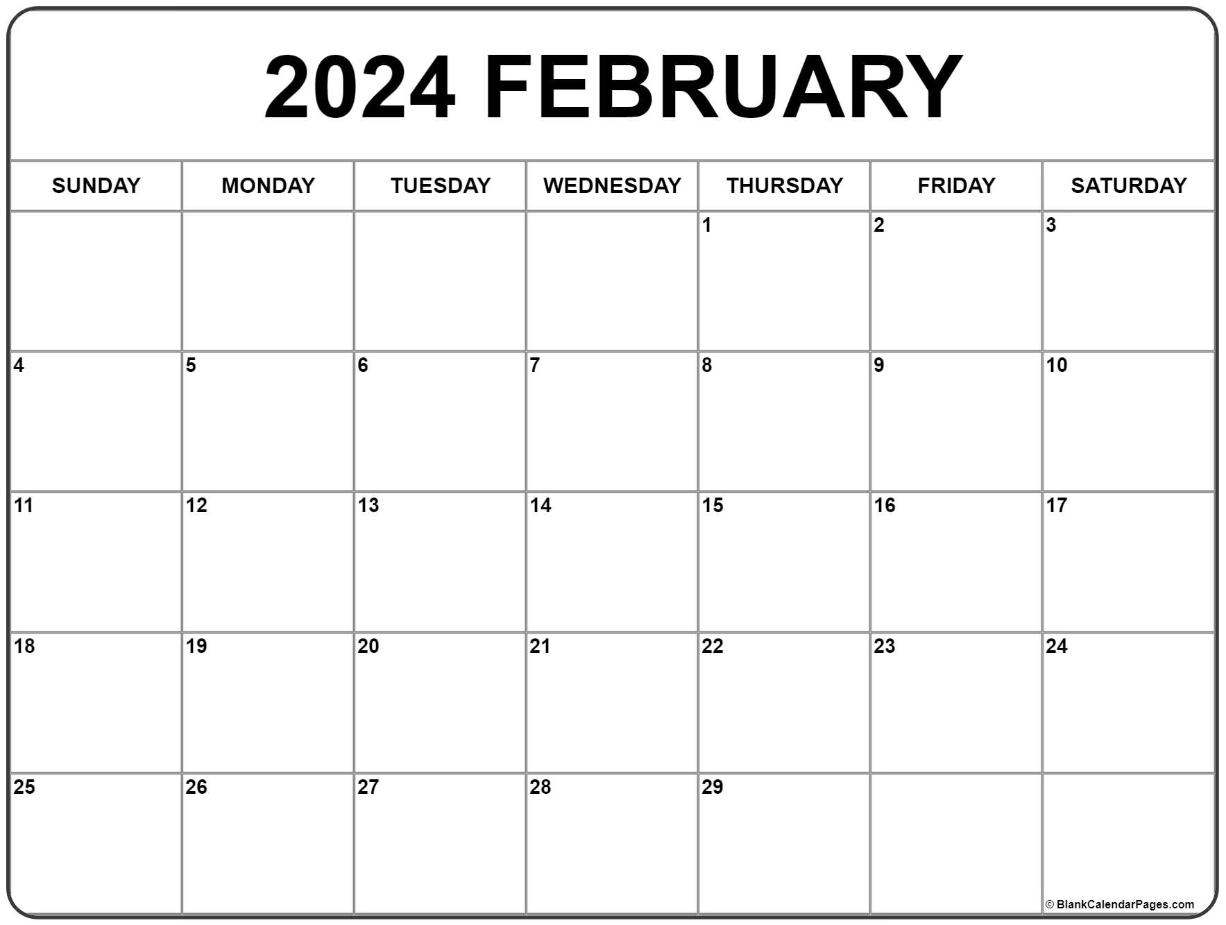 Blank Calendar Pages February 2024 Dacy Michel