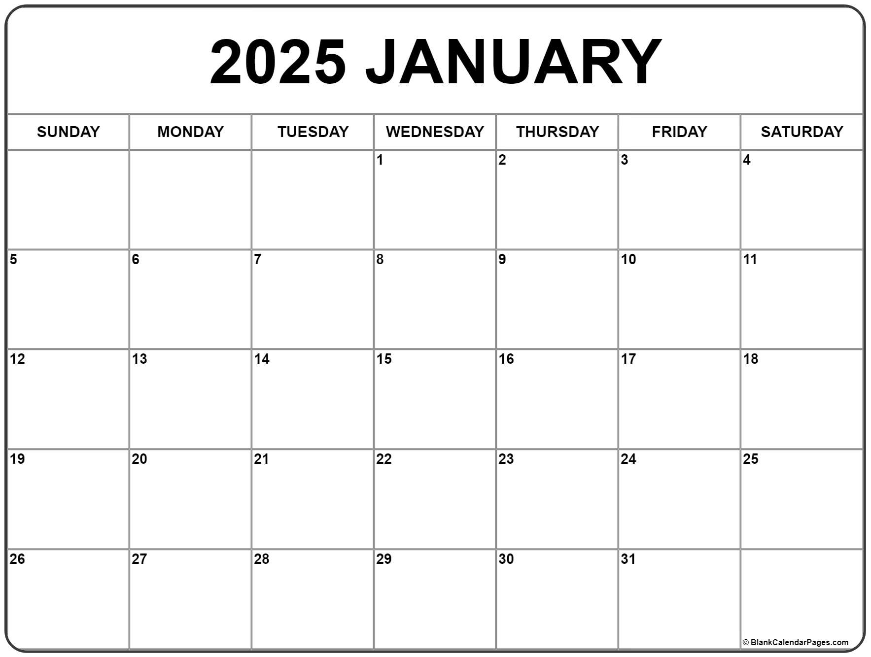 January 2020 Calendar