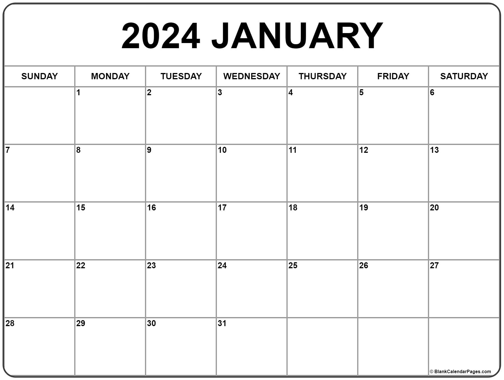 2024 January Calendar Page Pictures To Print Jan 2024 Calendar