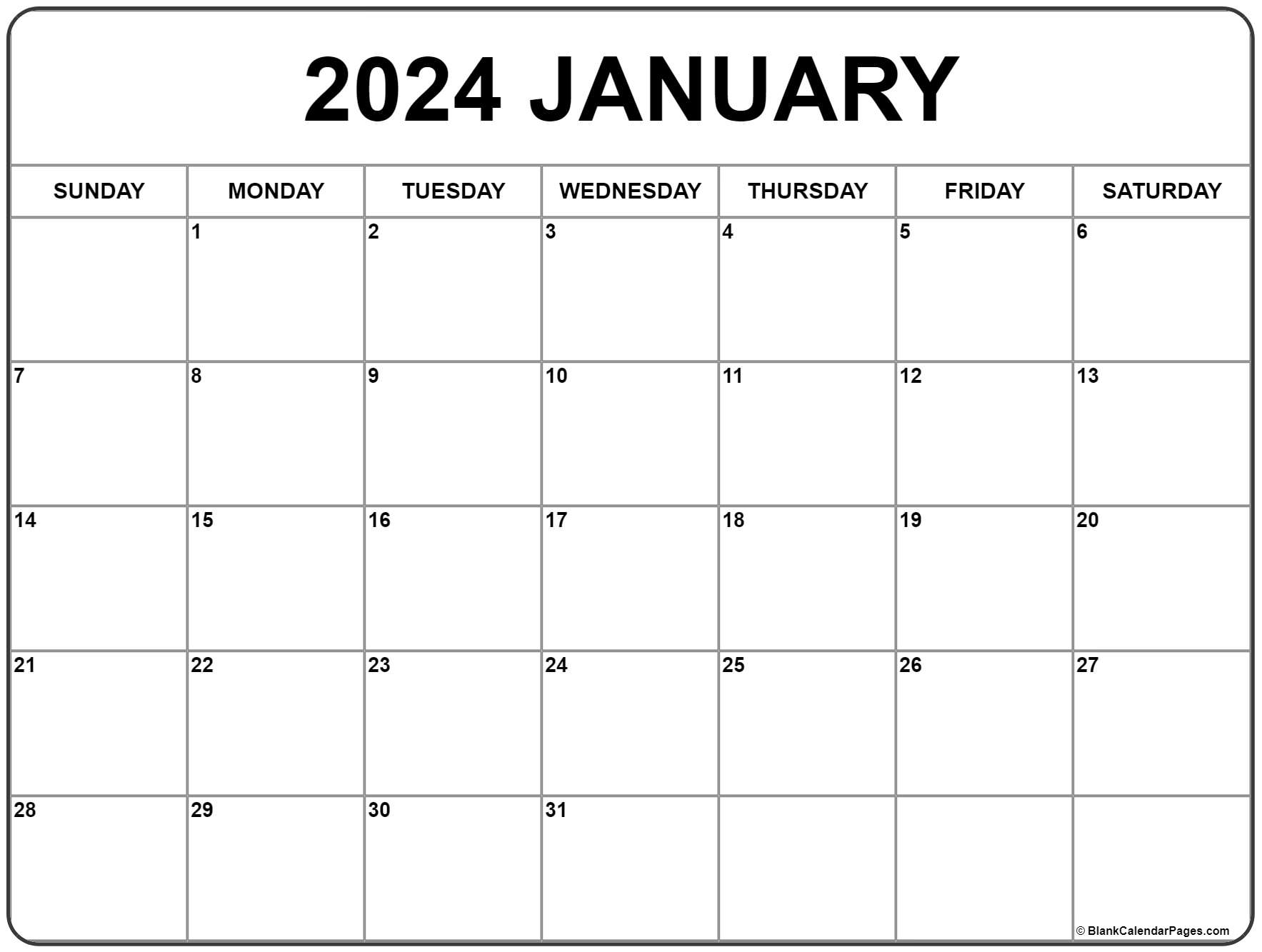 January 2024 calendar | free printable calendar