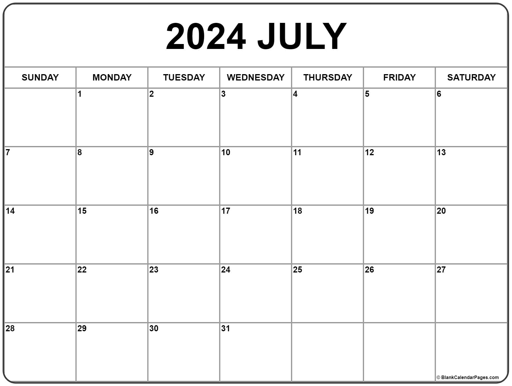 July 2024 Printable Monthly Calendar Images and Photos finder