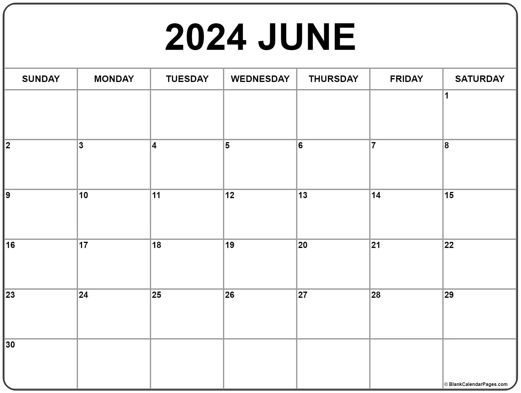 2024 June Calendar Print Out Free Blank 2024 Calendar