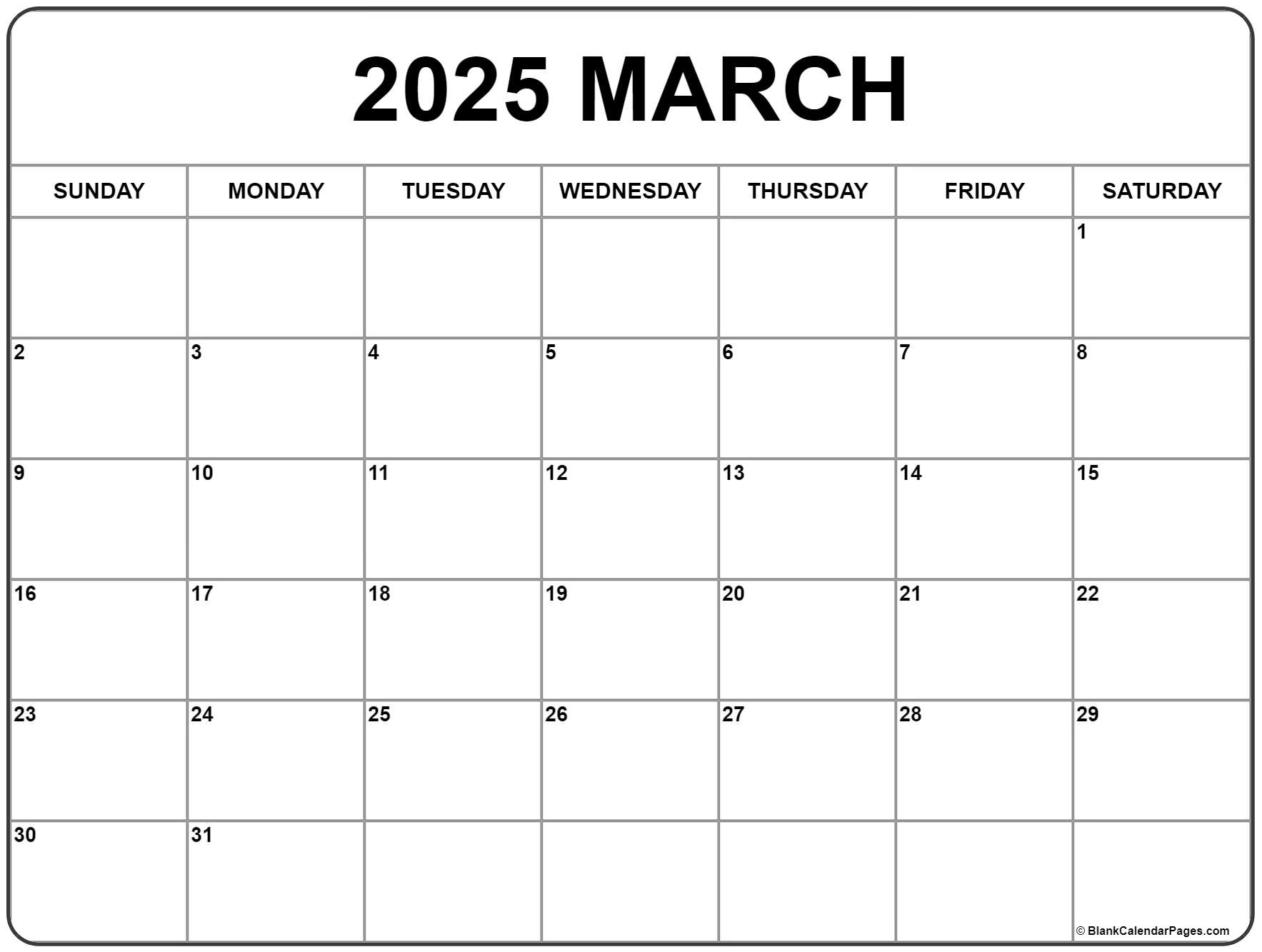 March 2019 Calendar