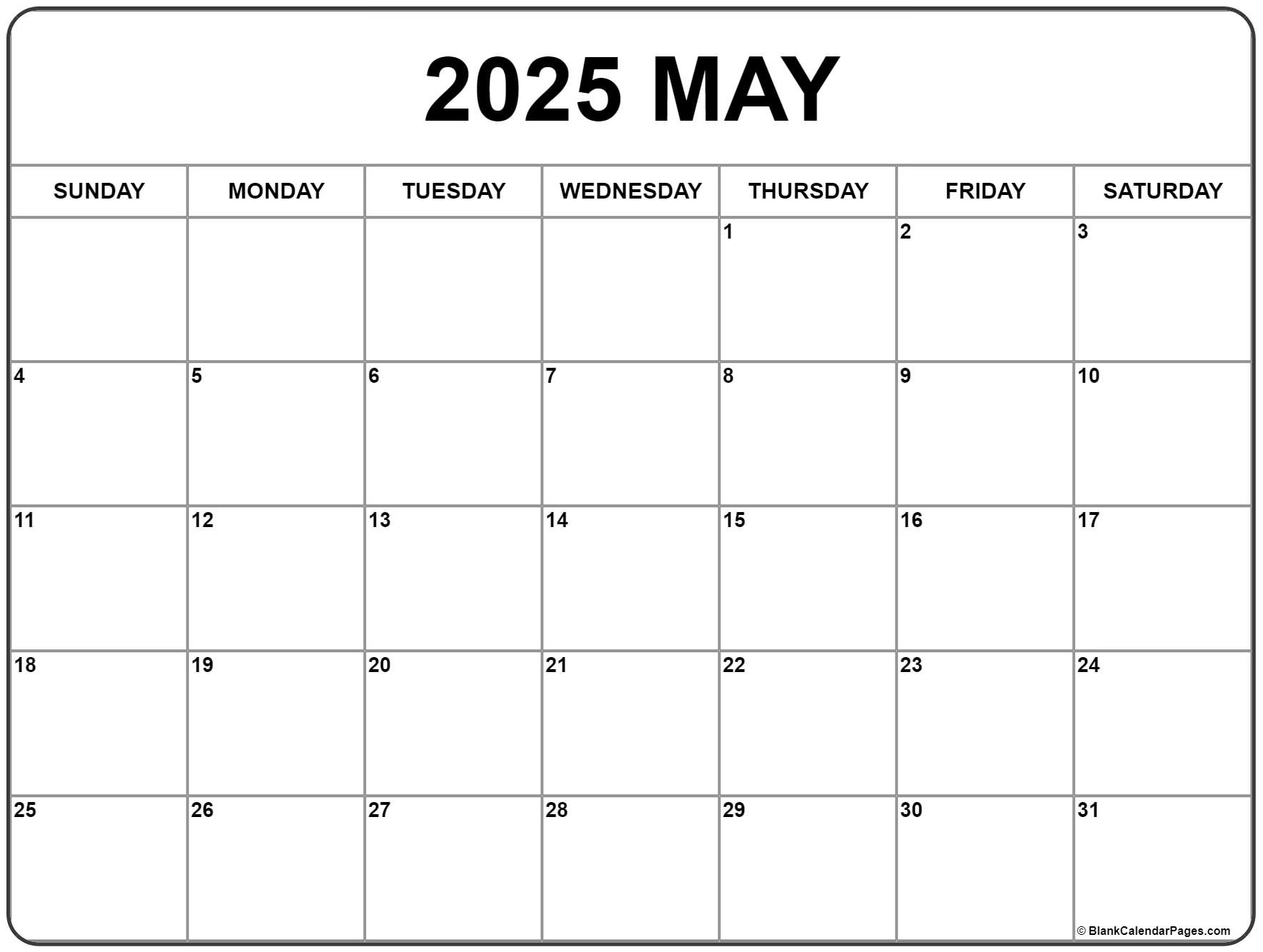 May 2020 Calendar