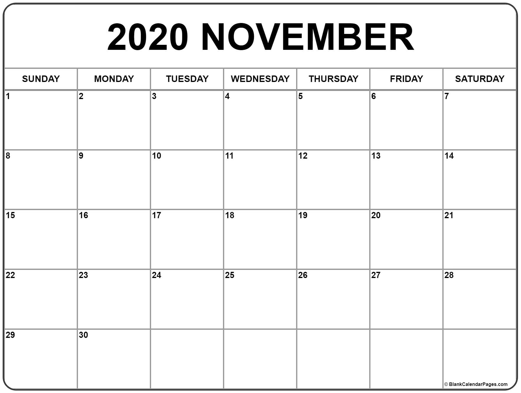 november 2020 calendar free printable calendar templates