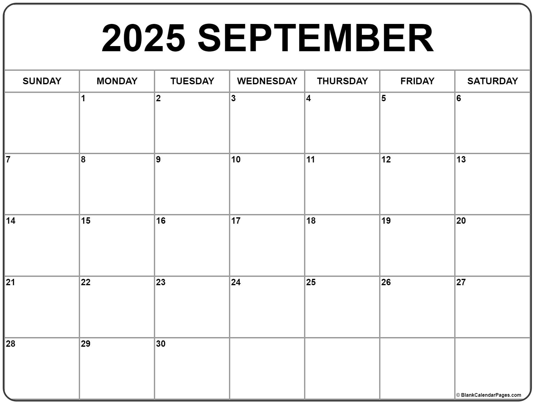 September 2025 calendar free printable calendar