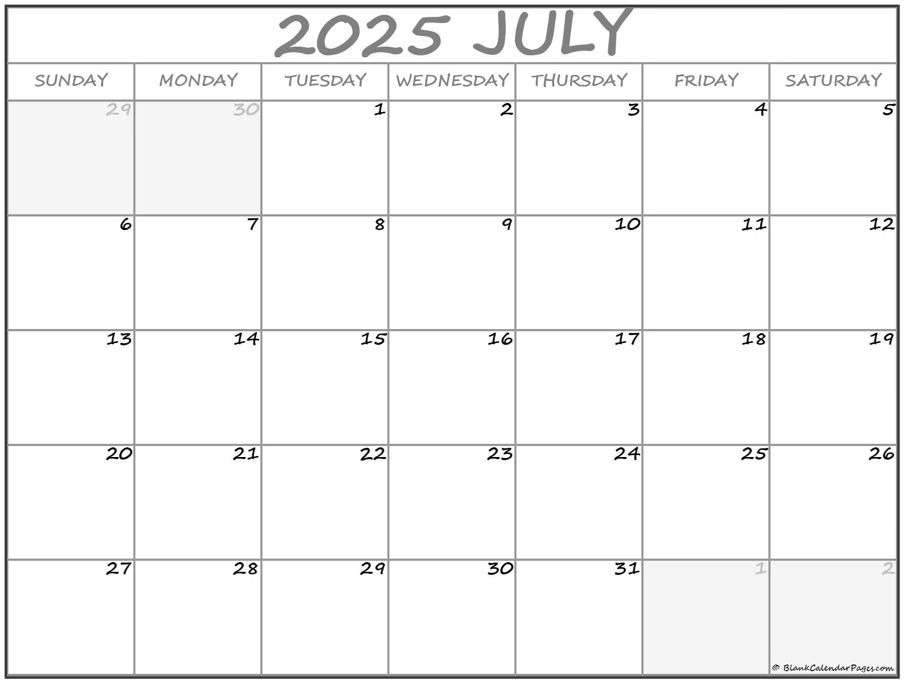 July 2023 Calendar Free Printable Calendar