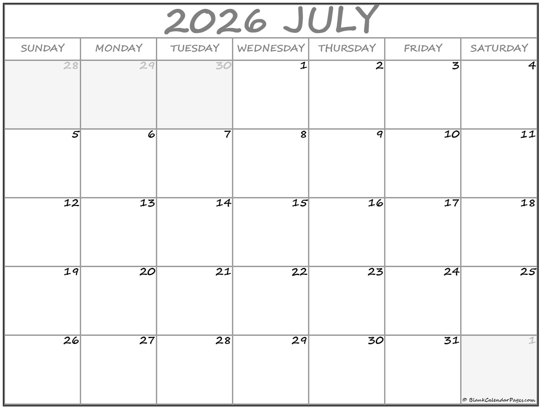 July 2024 Calendar Free Printable Calendars July 2024 Calendar Free Printable Calendars