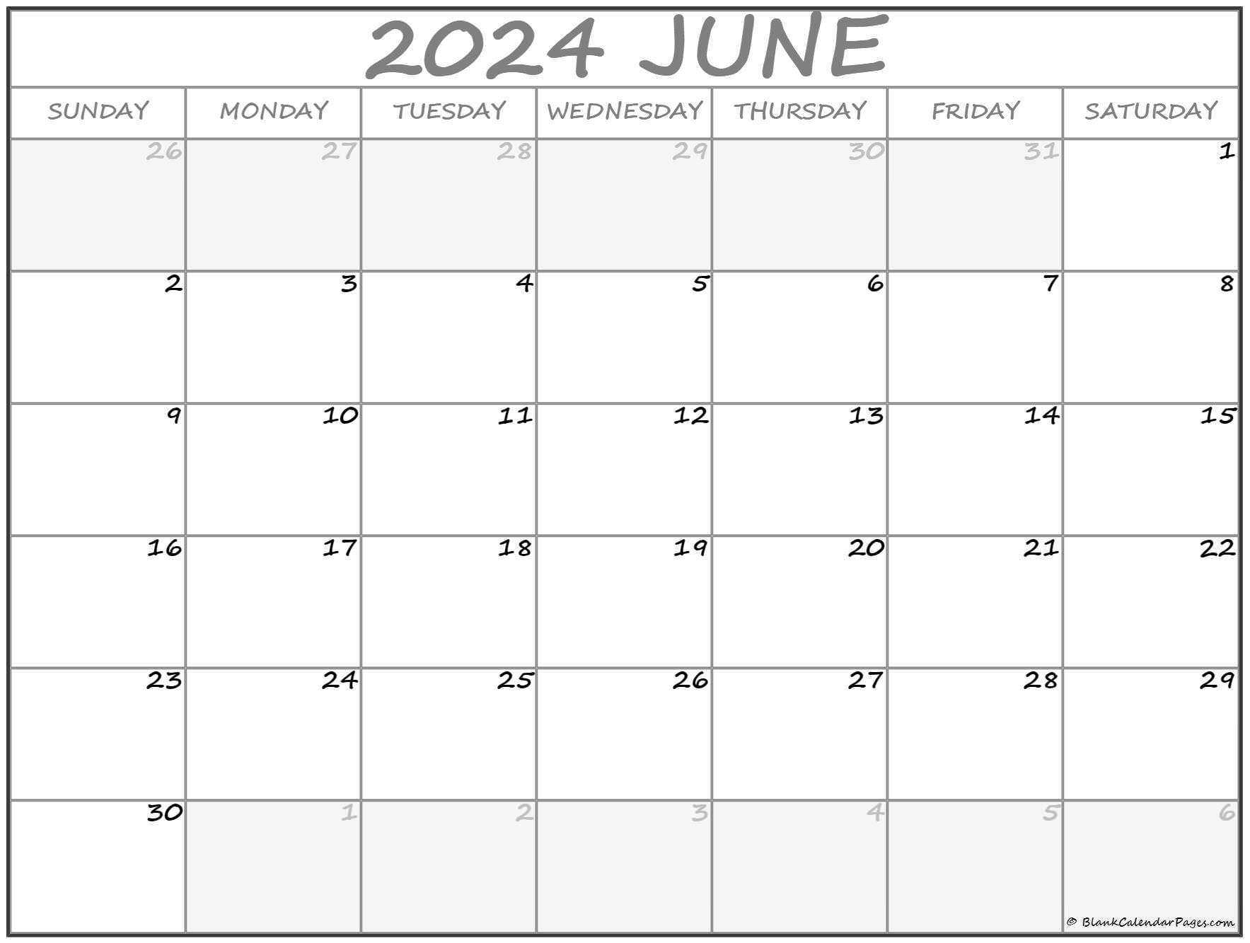 June 2024 calendar  free printable calendar