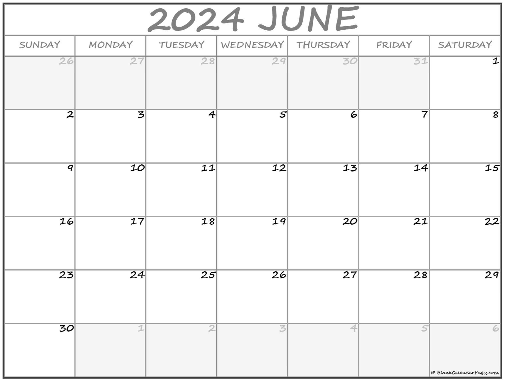 June 2024 Blank Printable Calendar Vrogue