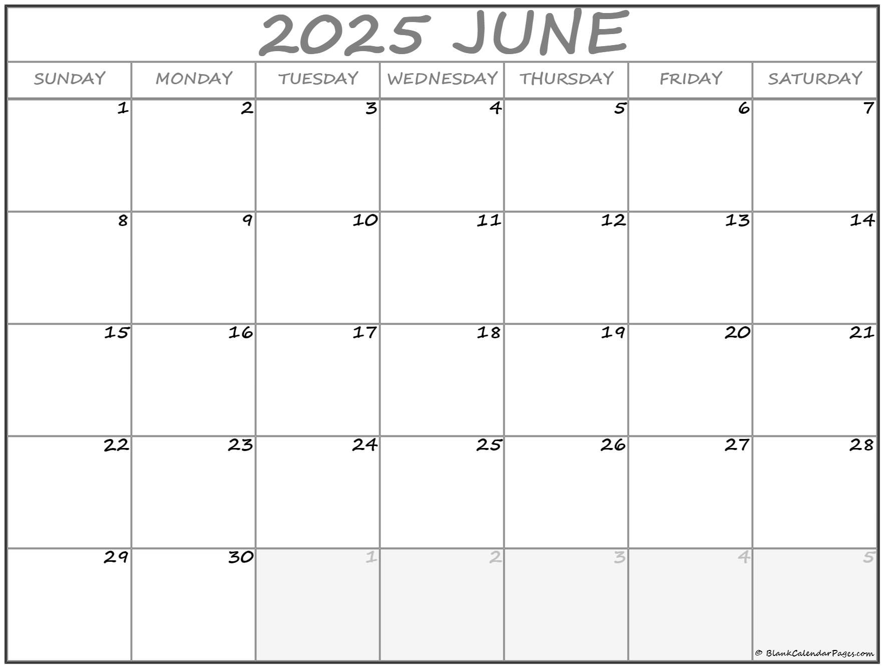 June 2025 Calendar Free Printable Calendars