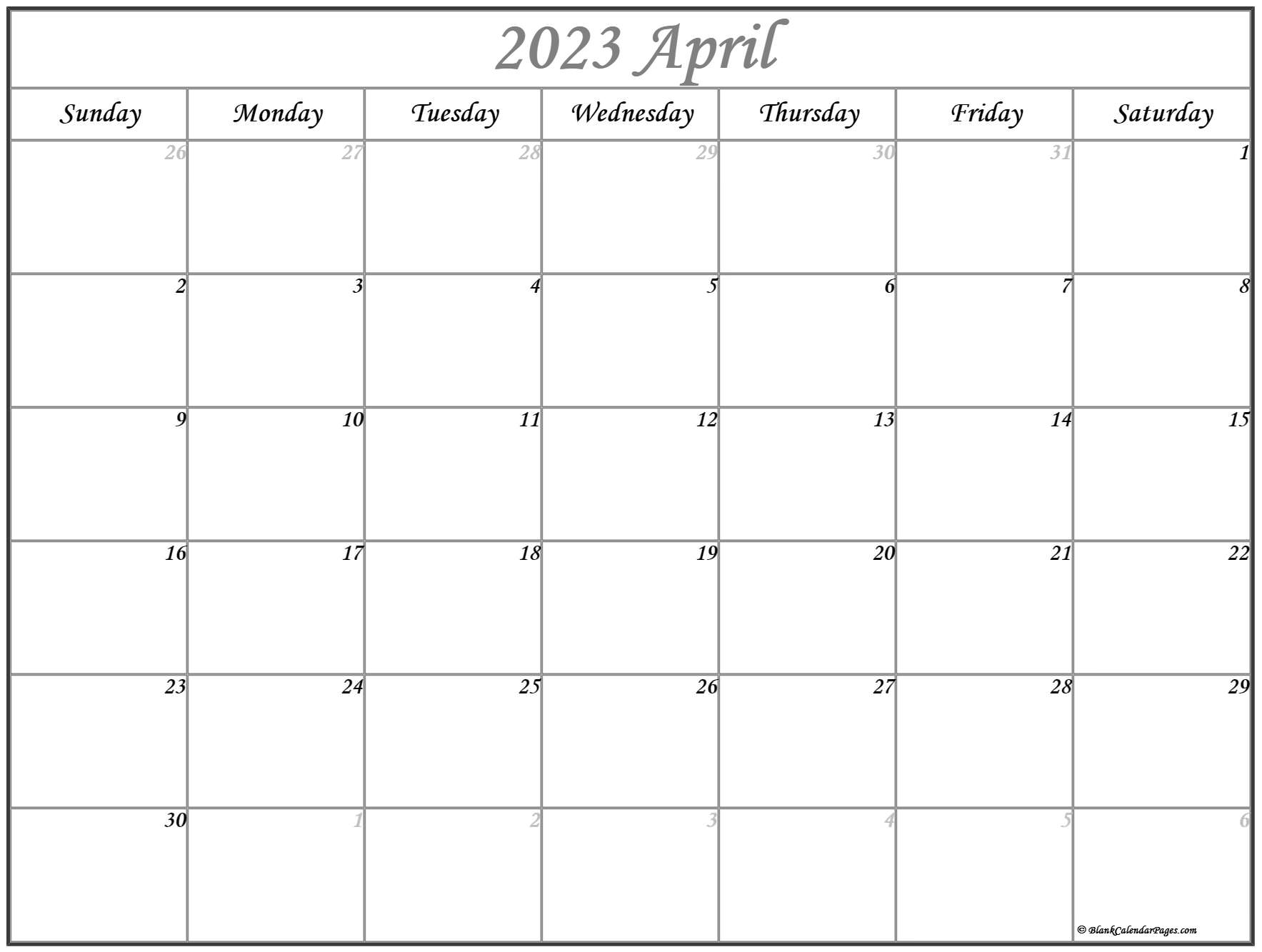 Calendar April 2023 Calendar Calendar 2023 With Federal Holidays