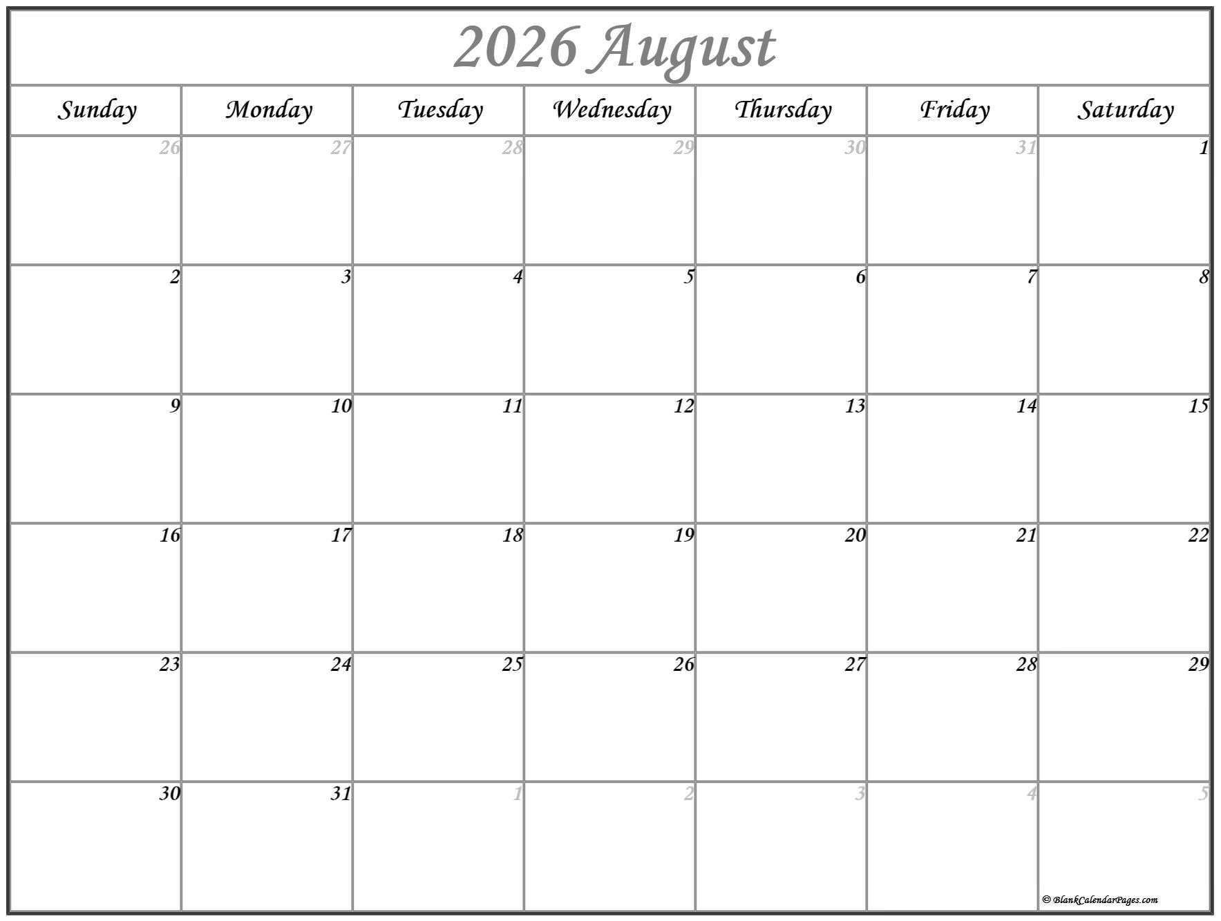 August 2026 May 2026 Printable Calendar