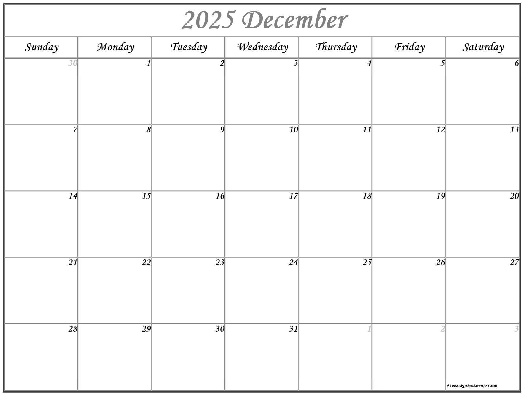 December 2025 calendar free printable calendar