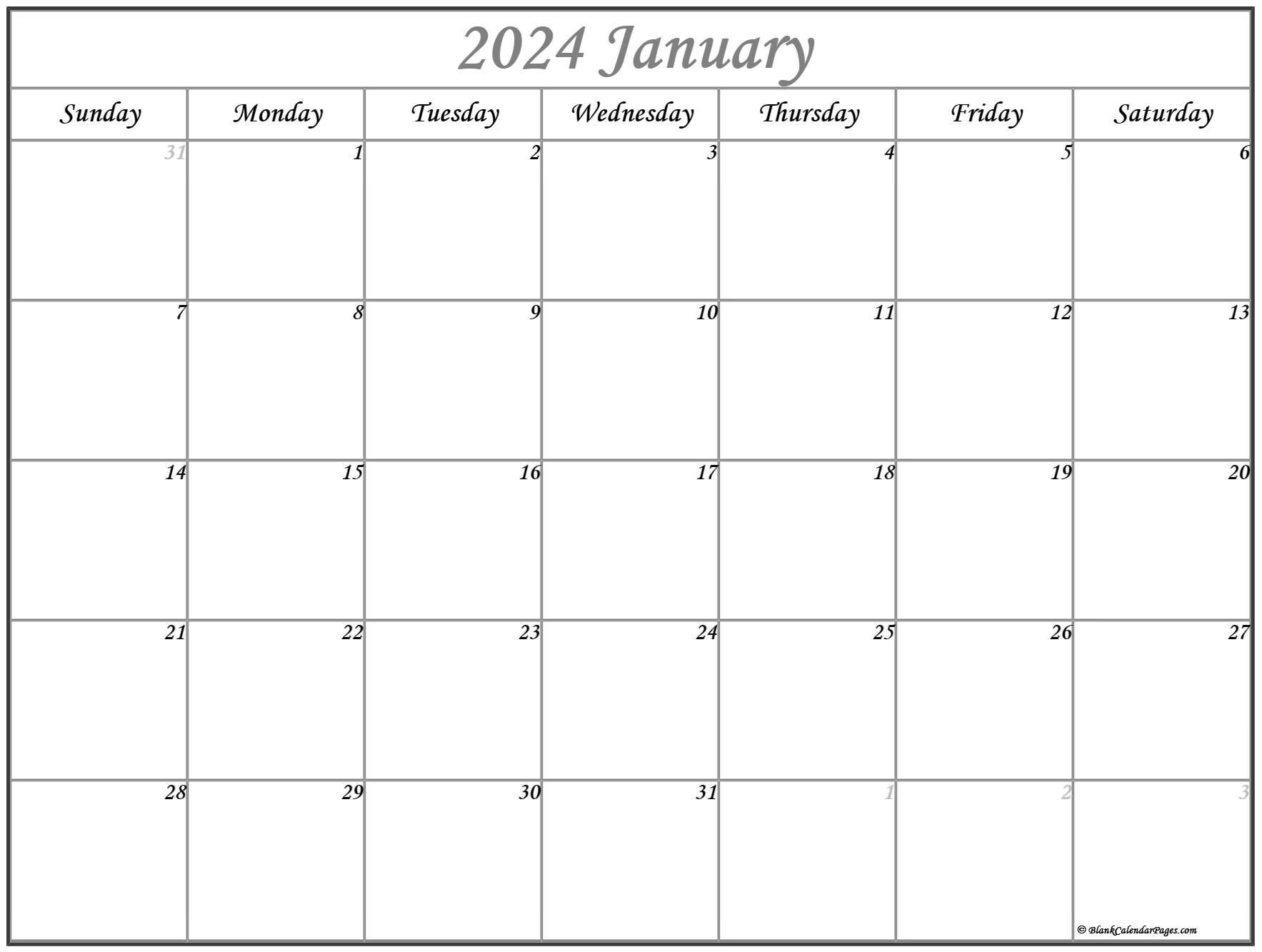 Printable January 2024 Calendar