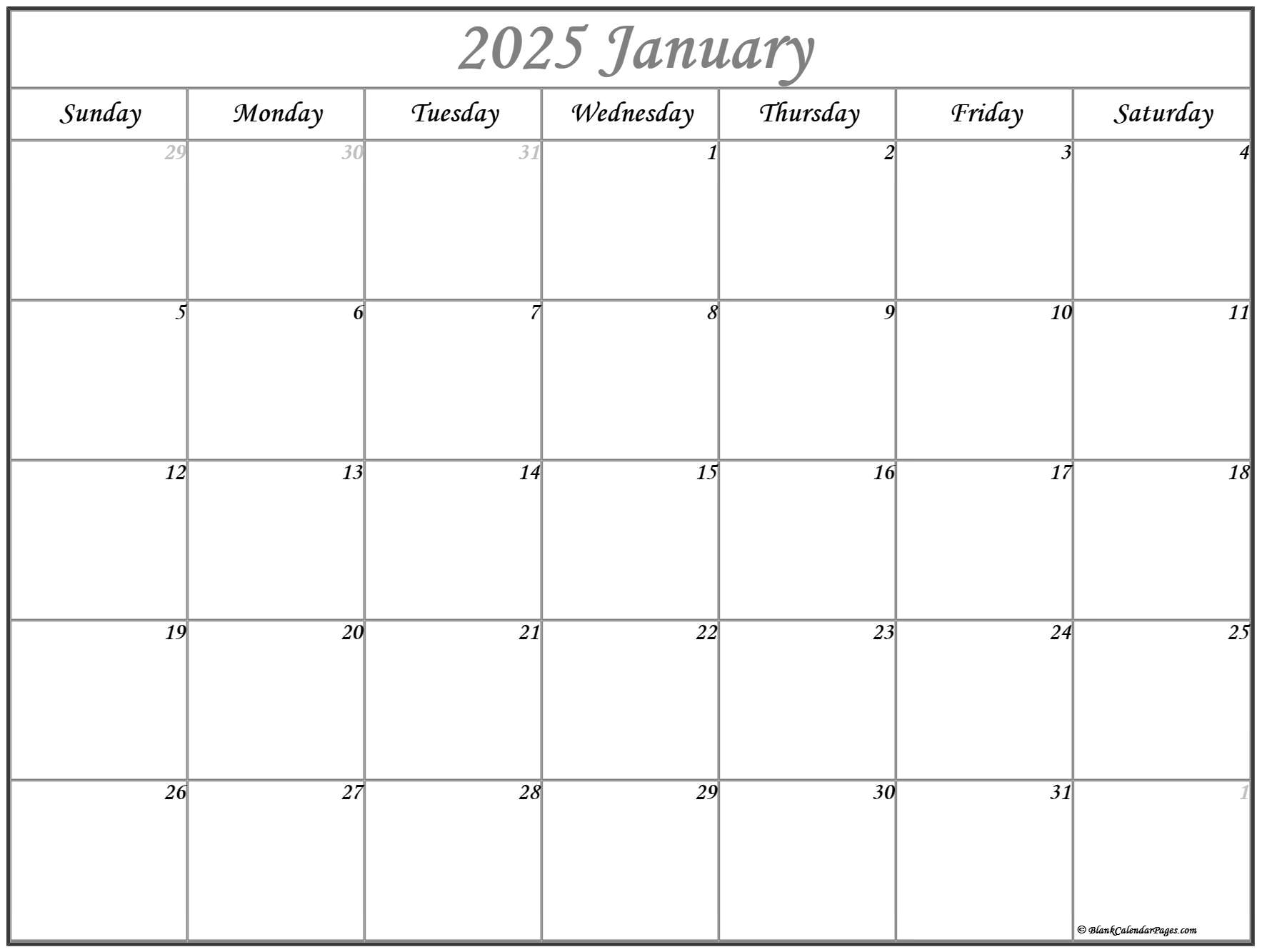 Printable Calendars Jan 2025 Word