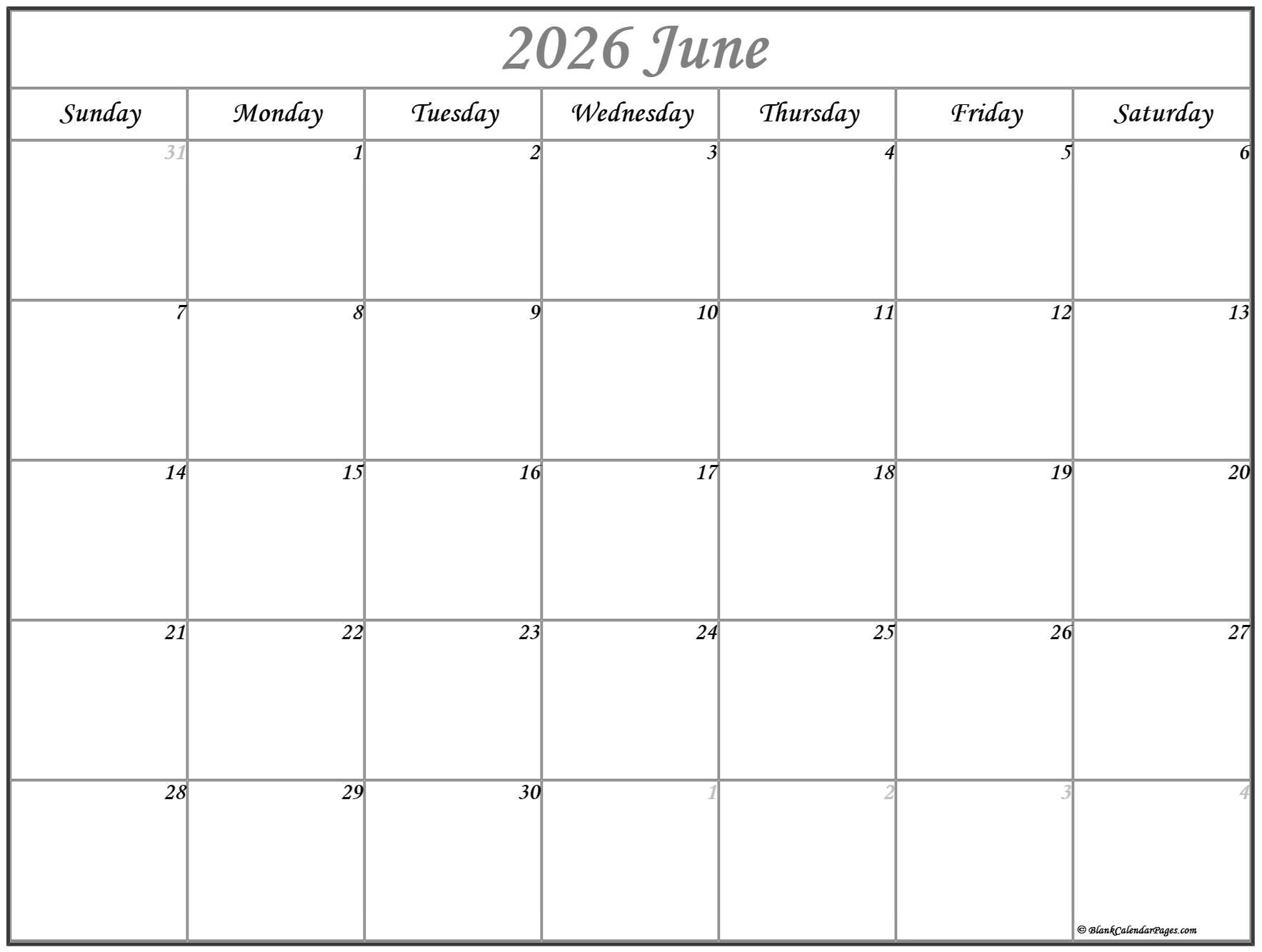 June 2023 Calendar Free Printable Calendar