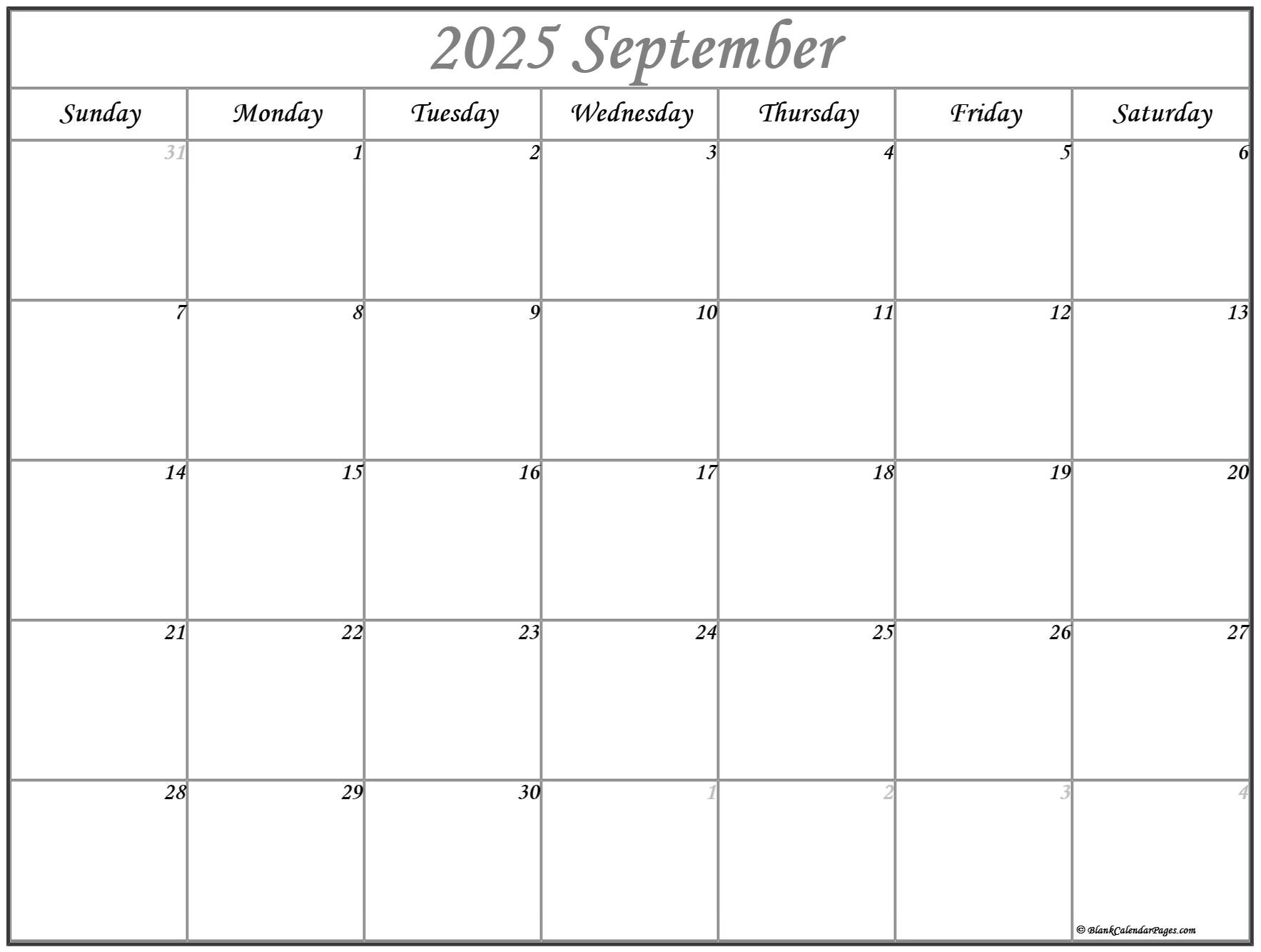 Calendar Print September 2025