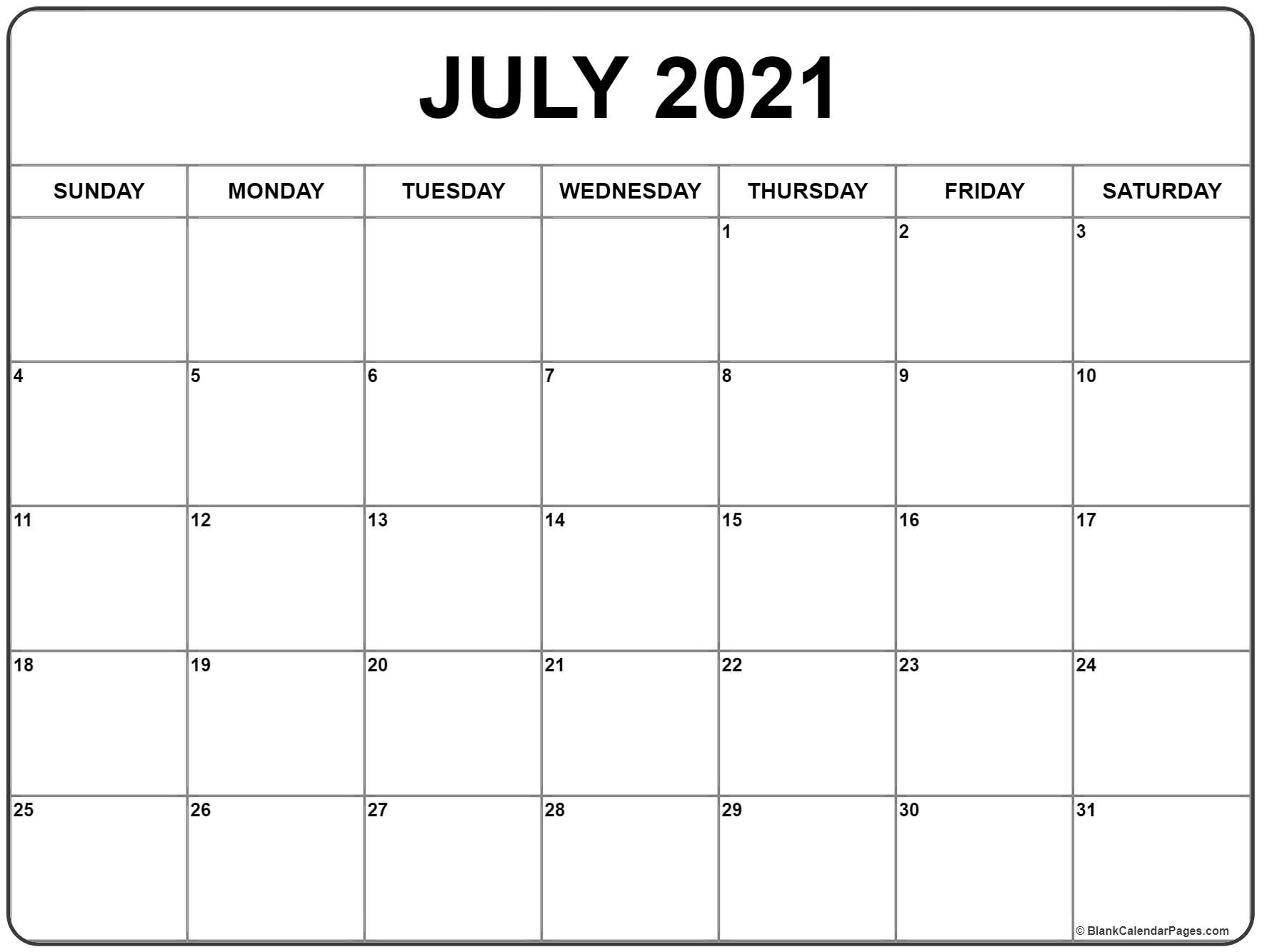 July 21 Calendar Free Printable Calendar Templates