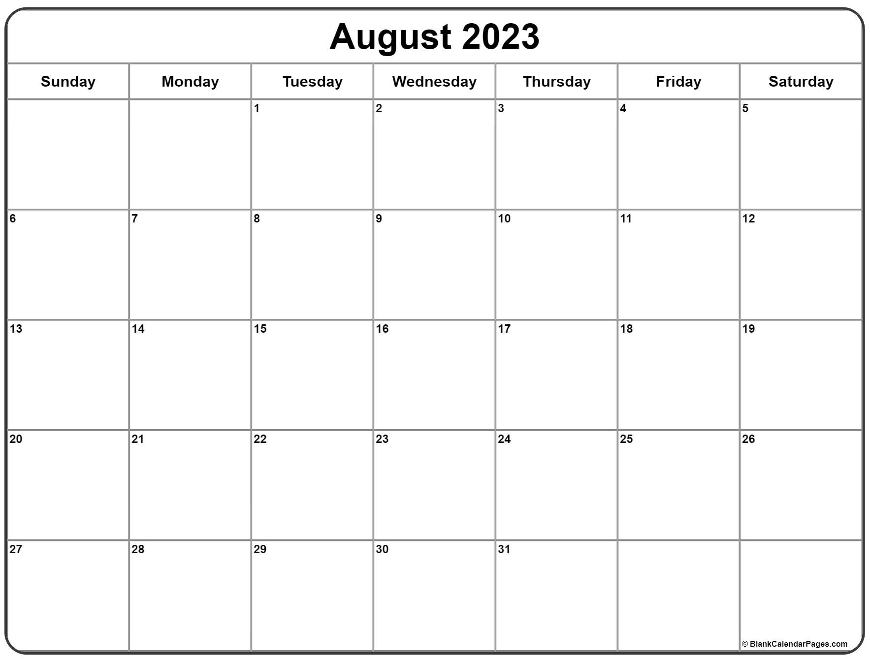 August 2023 calendar free printable calendar