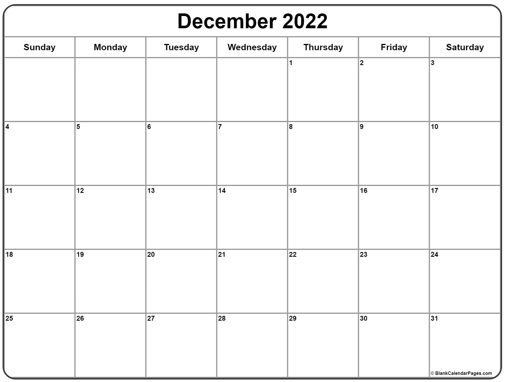 Calendar Template December 2022 Printable Printable World Holiday