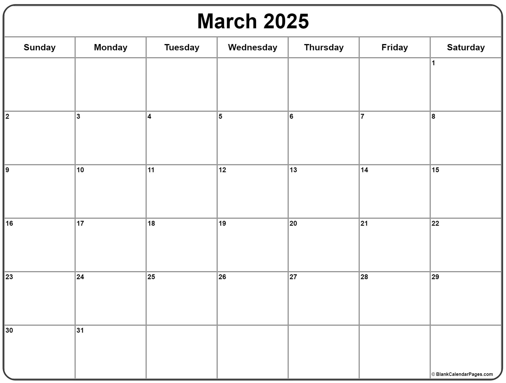 March 2025 Calendar Free Printable Calendars