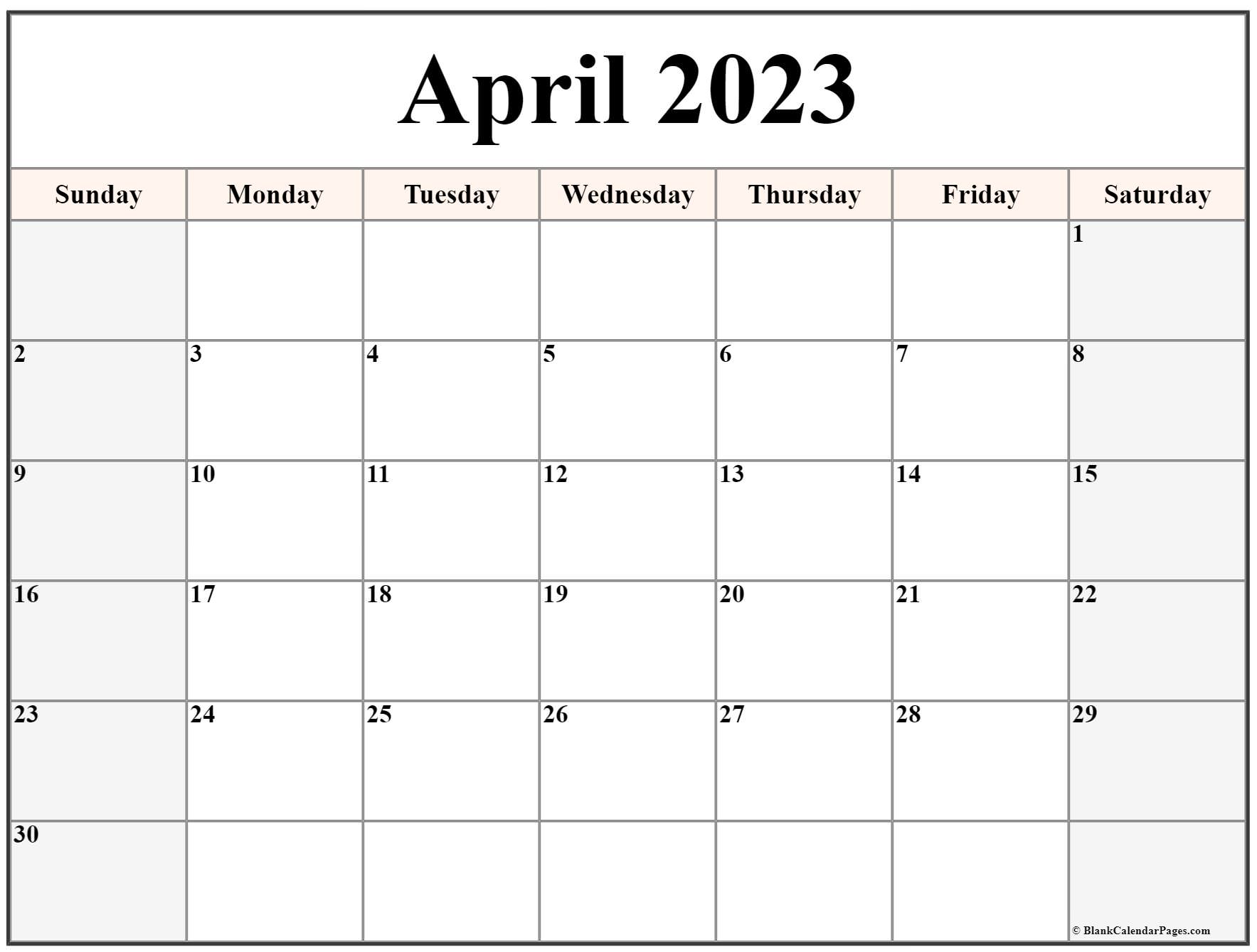 April 2023 Printable Calendar Printable Template Calendar