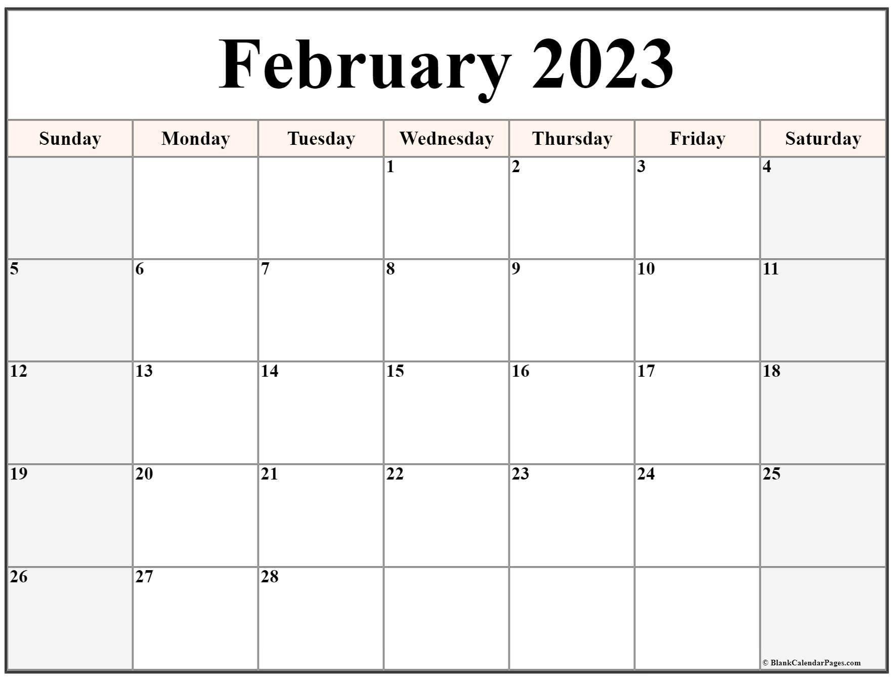 February 2023 Calendar Free Printable Calendar