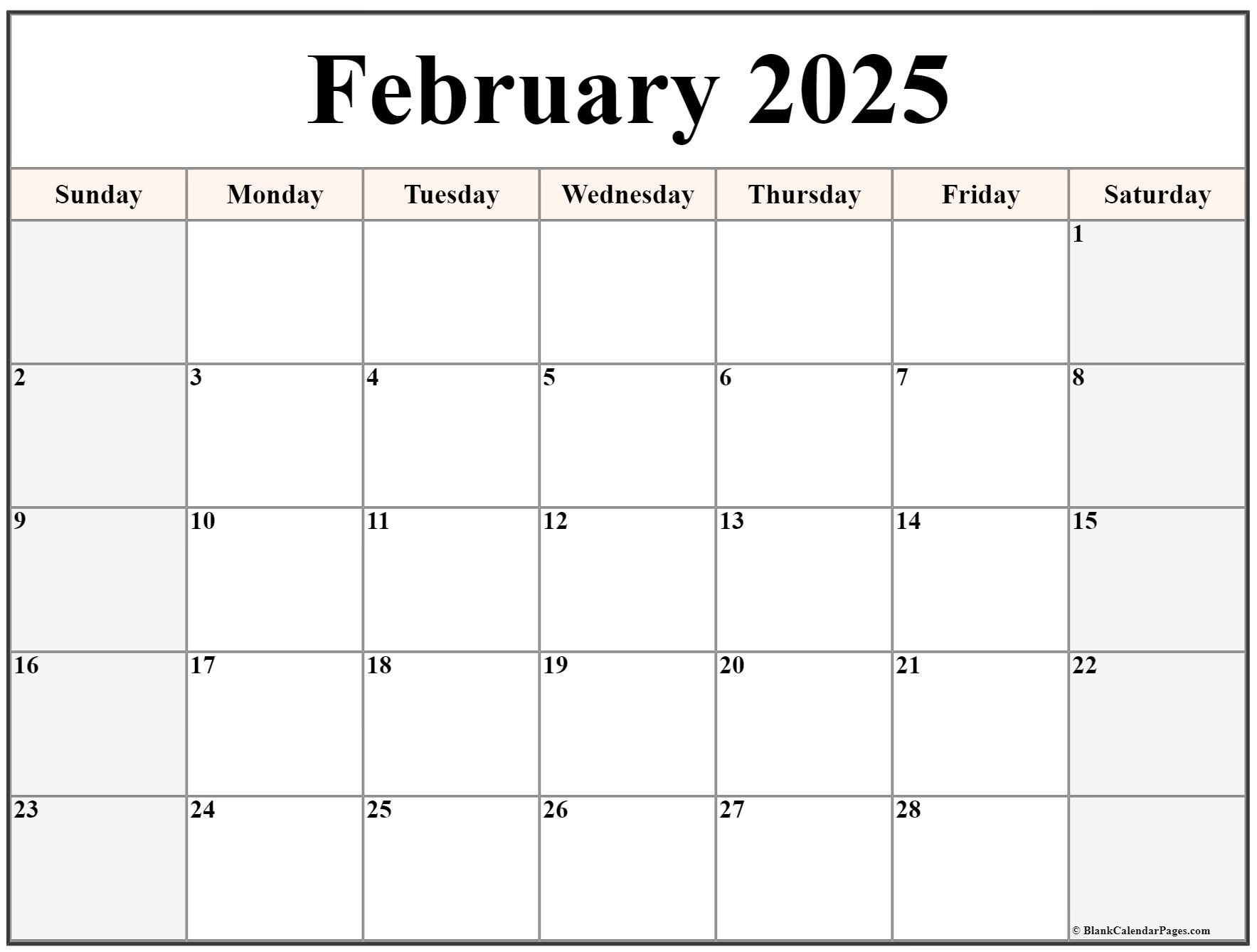 February 2025 Calendar Free Printable Calendars