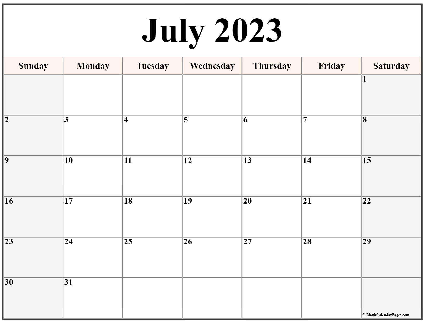 July 2023 Fillable Calendar Printable Blog Calendar Here