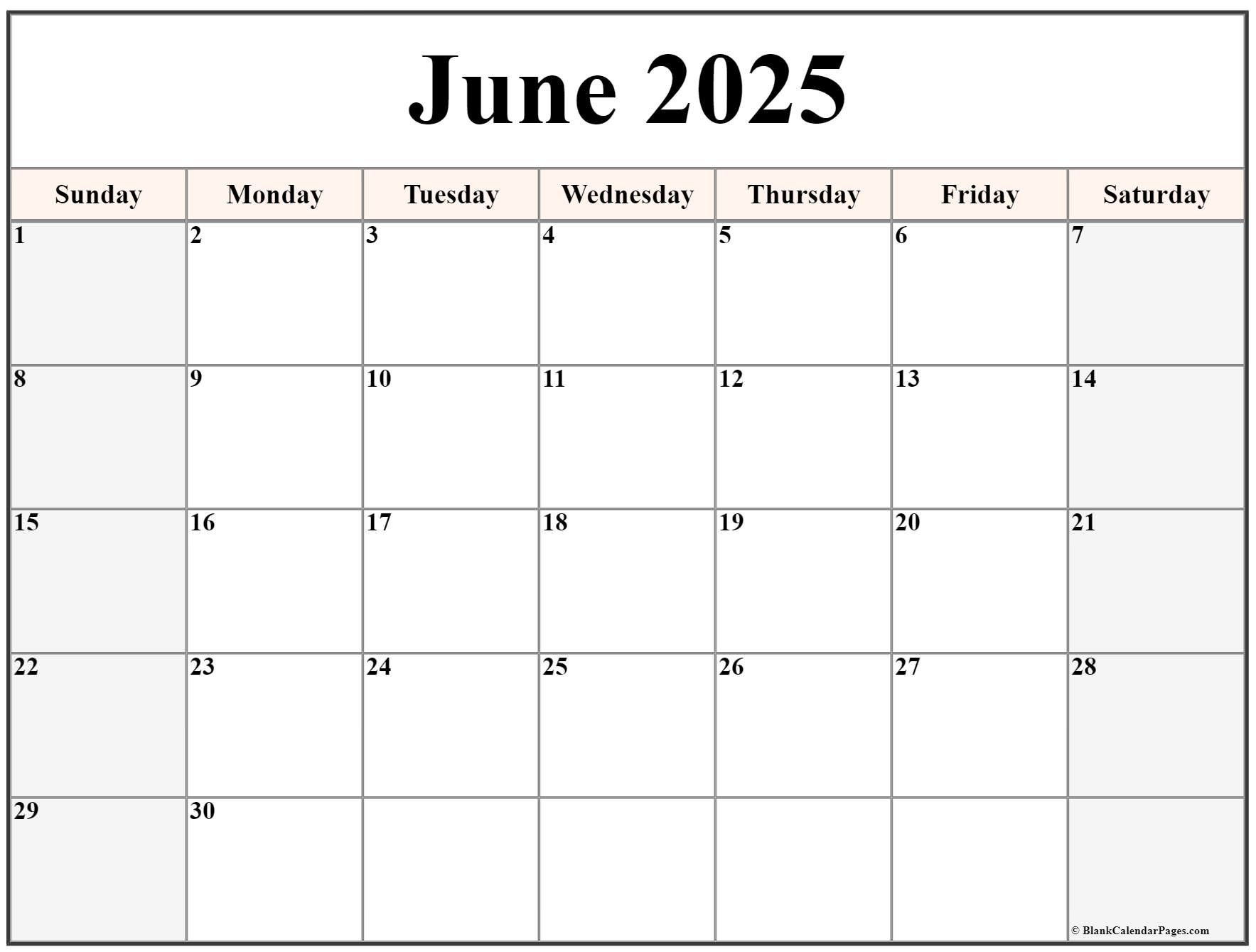June 2025 calendar  free printable calendar