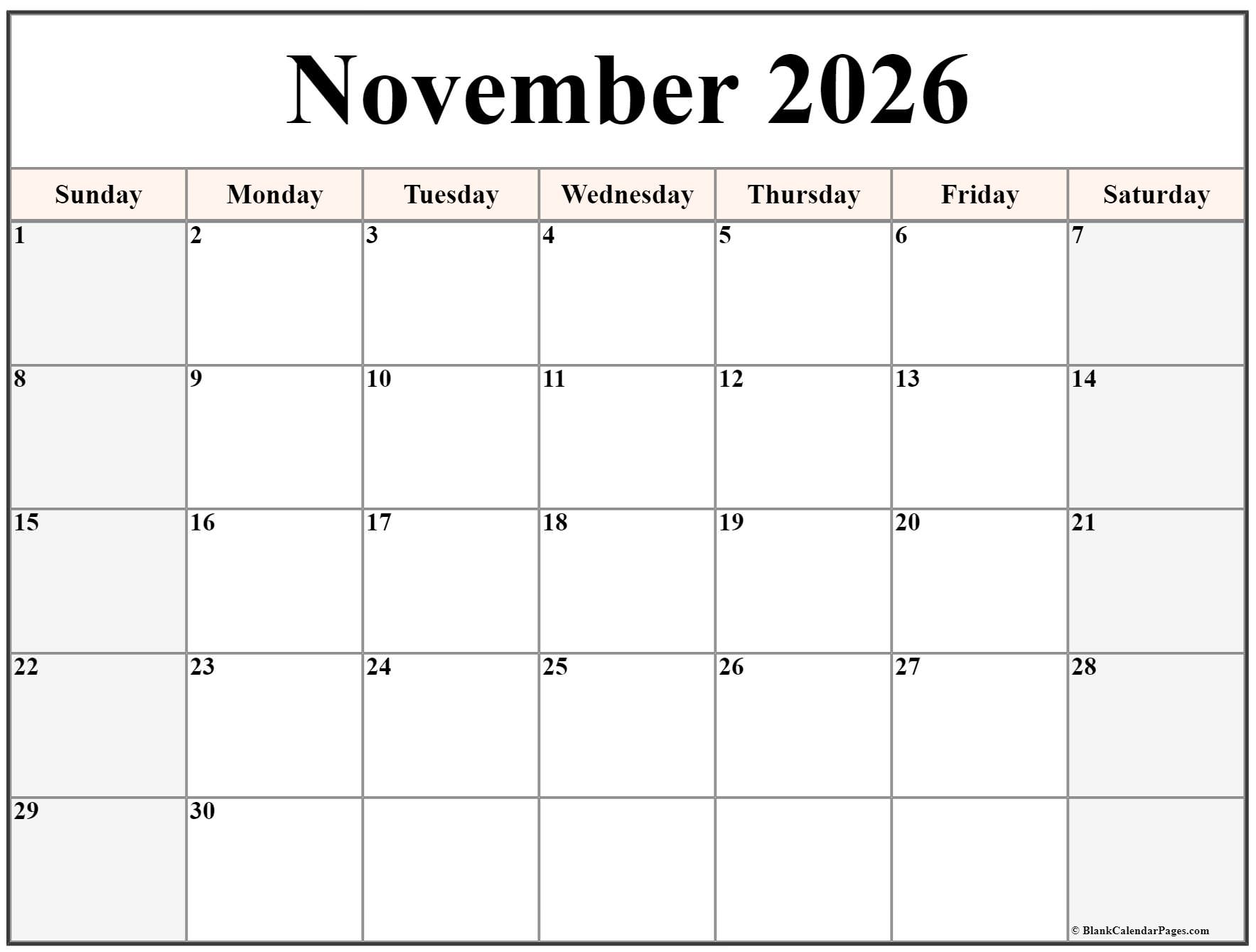November 2026 Calendar Printable Images Ideas Printable References November 2026 Calendar Printable Images Ideas Printable References