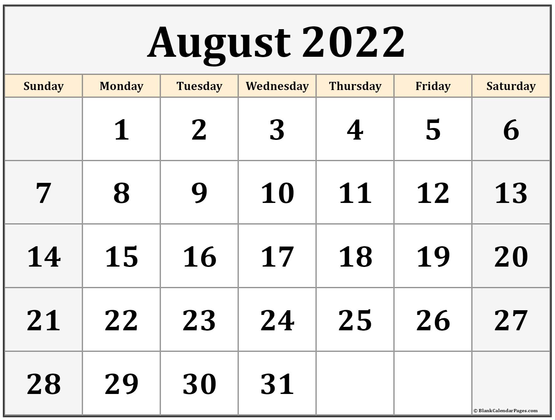 Printable Calendar August 2022 Printable Word Searches