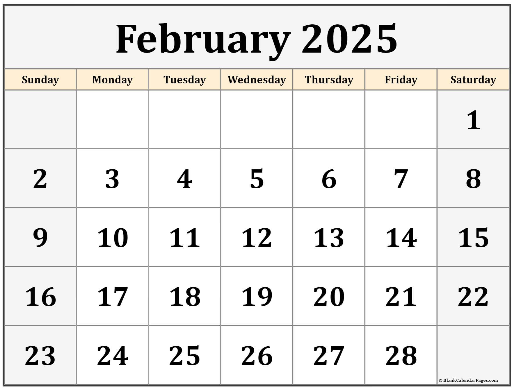 February 2025 Calendar