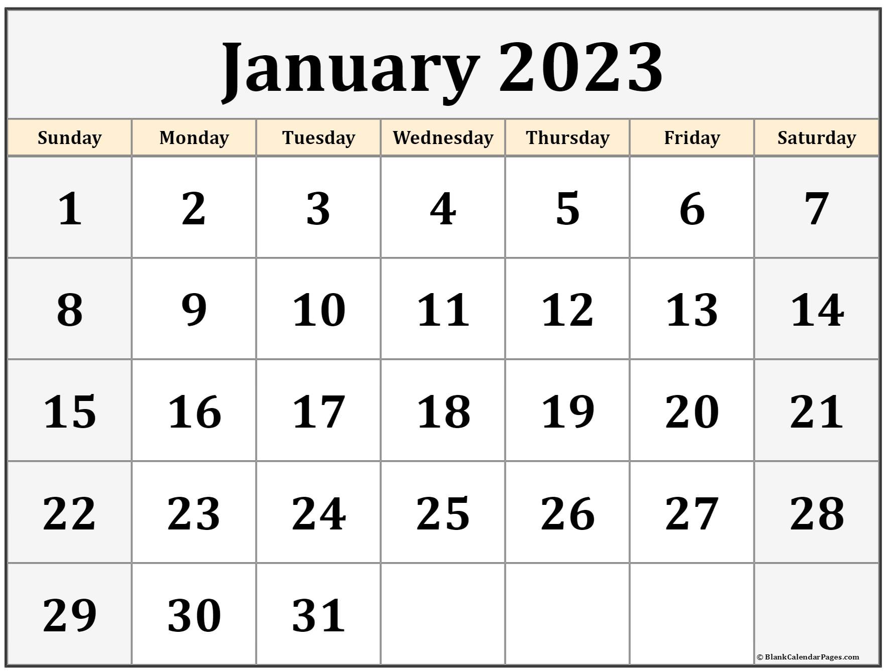 january 2023 calendar free printable calendar