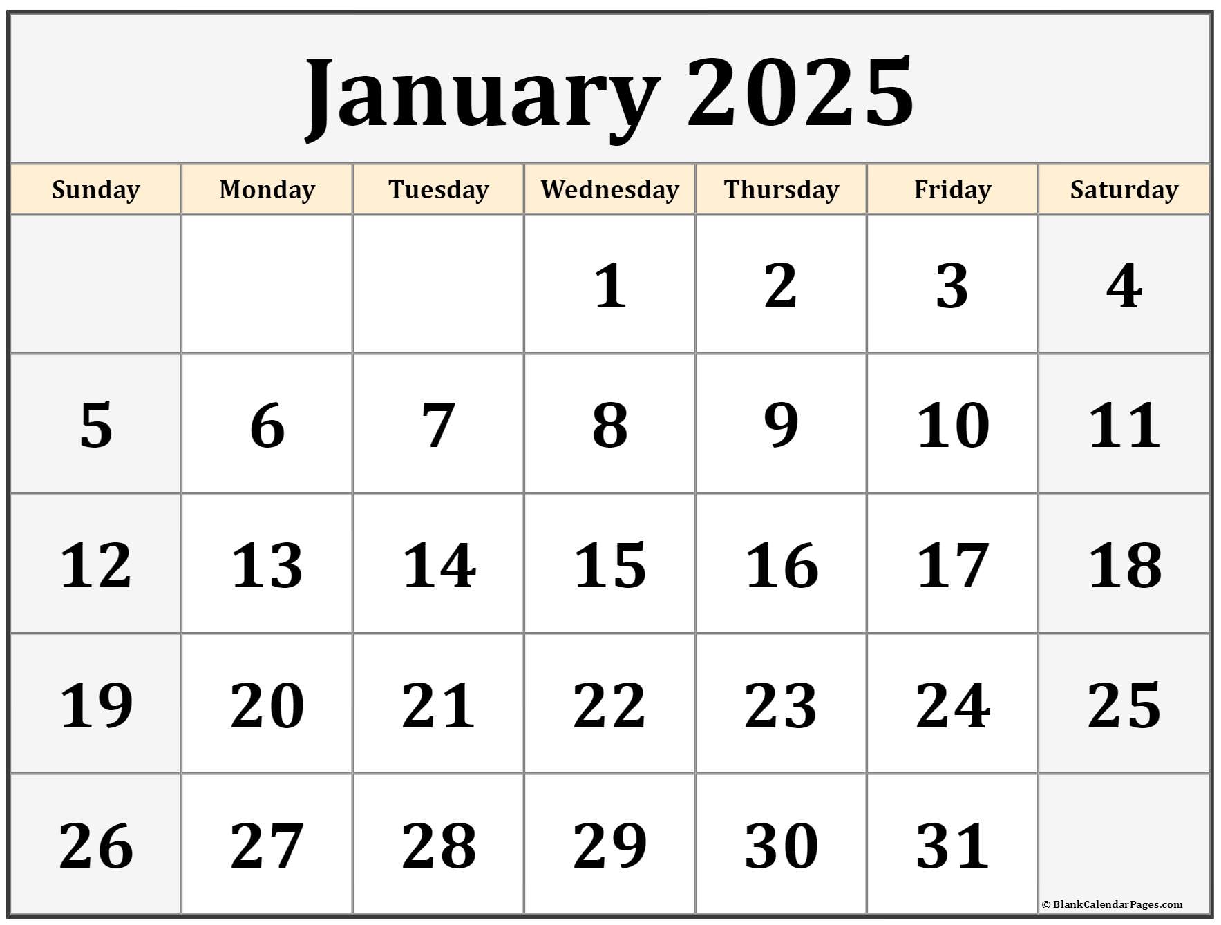 2025 January Calendar Printable Free Pdf File Taxes Time