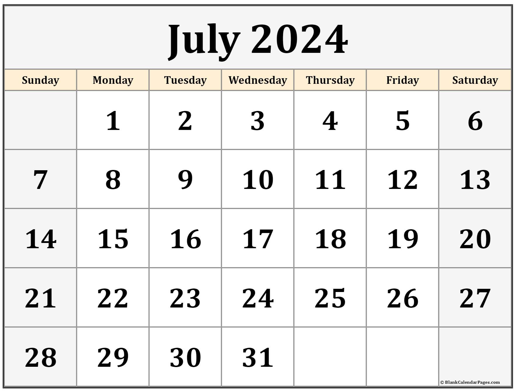 July 2023 calendar free printable calendar